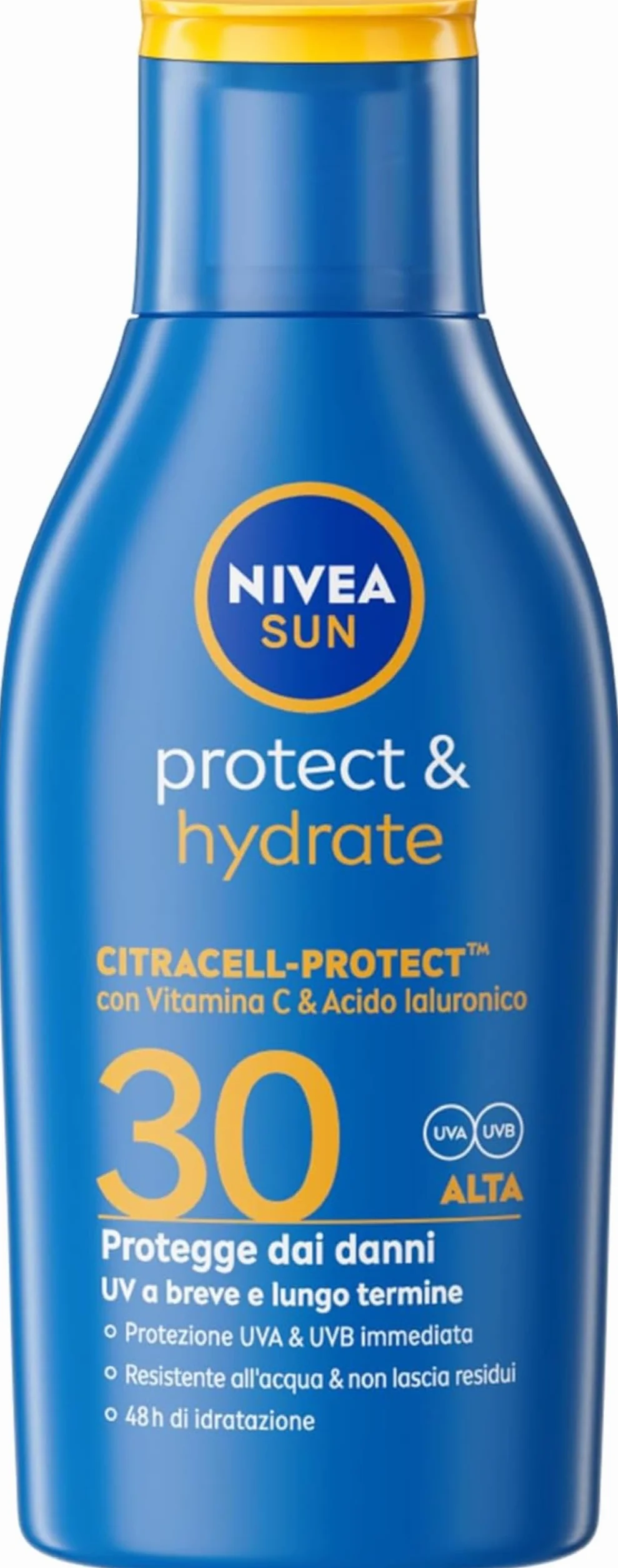 NIVEA SUN Protect & Hydrate SPF 30 Crema Solare 100 ml Idratante 48h Resistente All'Acqua Vitamina C Acido Ialuronico