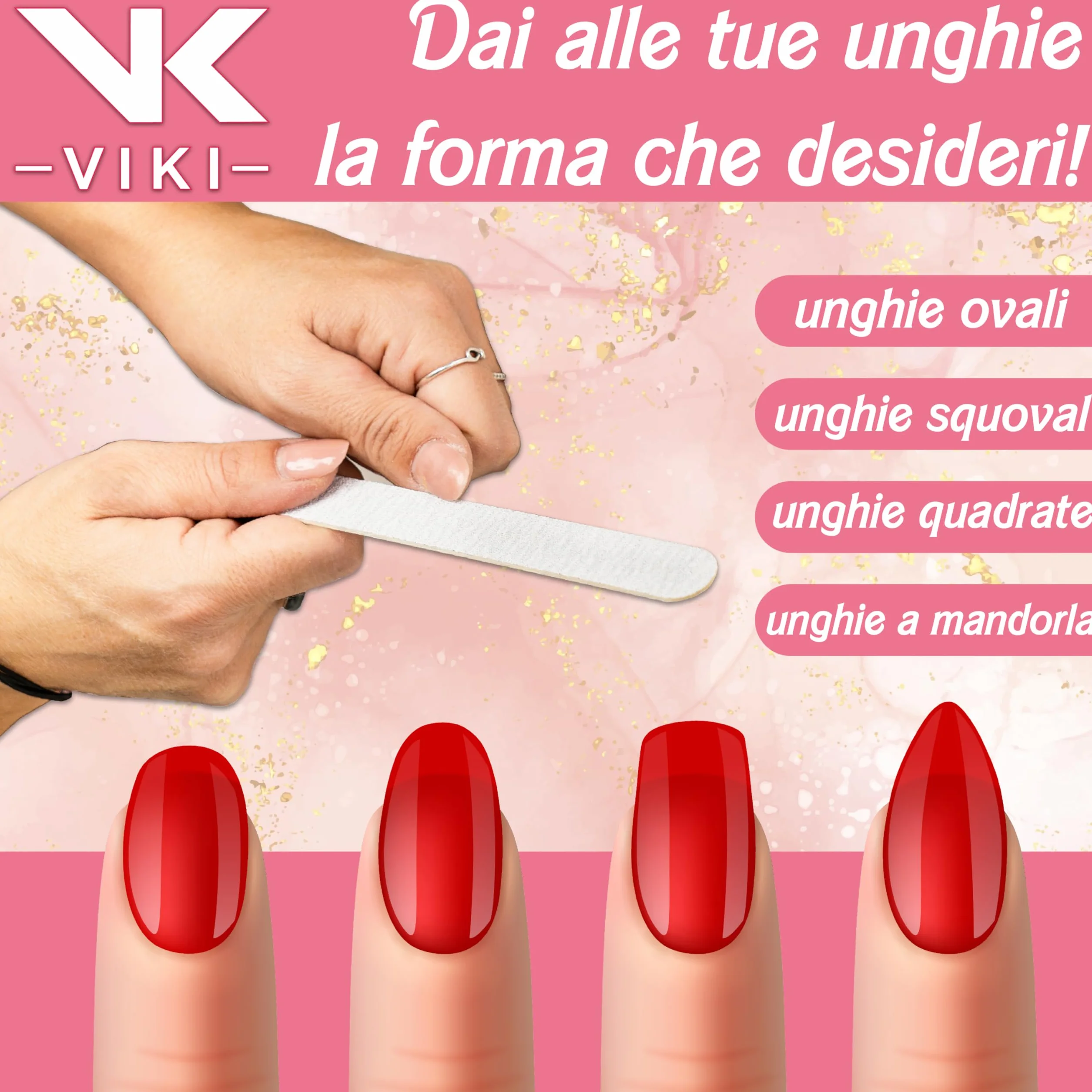 VIKI Set 100 Lima Unghie Professionale 100/180 Doppia Grana, Lime Unghie per Manicure e Pedicure, Unghie Naturali, Gel, Acrilico e Semipermanente, Lime Delicate e Resistenti ideale per centri estetici