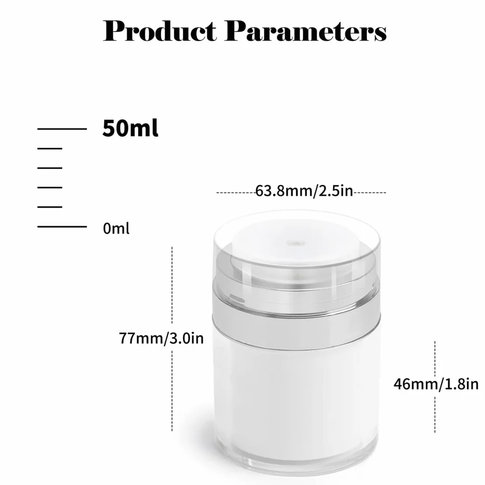 HOTUT Dosatore Contenitore Crema Bottiglie, 50ML Ricaricabile Airless Pump Contenitori Cosmetic Cream Jar, Crema Vuoti Barattoli per Viaggio
