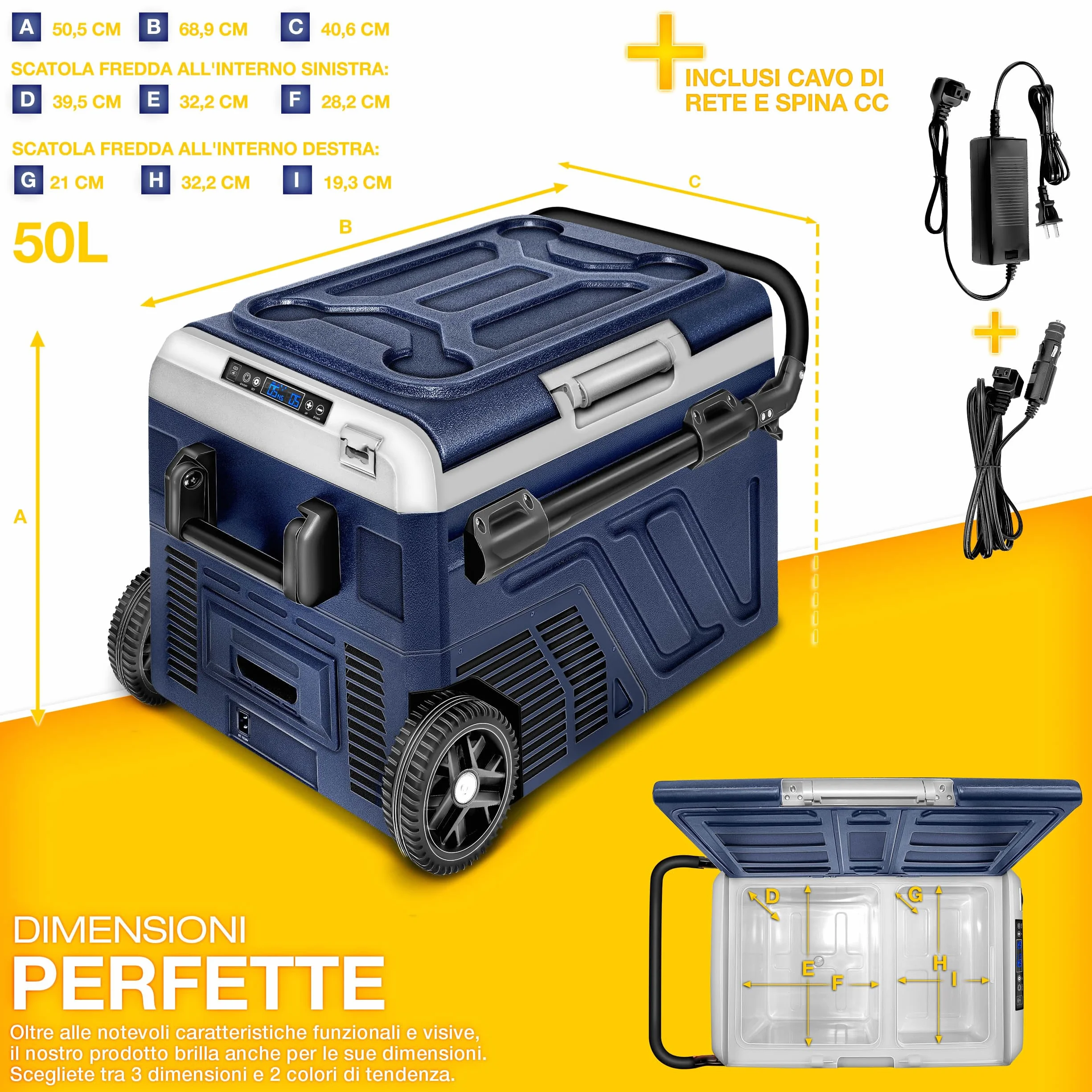 Tillvex Frigorifero Compressore Elettrico 50 Litri WIFI-APP 12/24V 230V -20°C Camper Camping