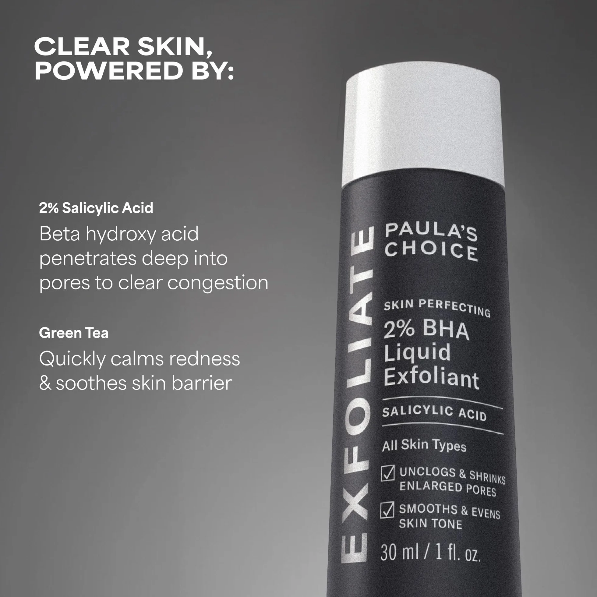 Paula's Choice SKIN PERFECTING 2% BHA Esfoliante Liquido - Peeling Viso con Acido Salicilico - Combatte Imperfezioni, Punti Neri & Brufoli - Ridurre i Pori - Pelli Miste o Grasse - 30 ml