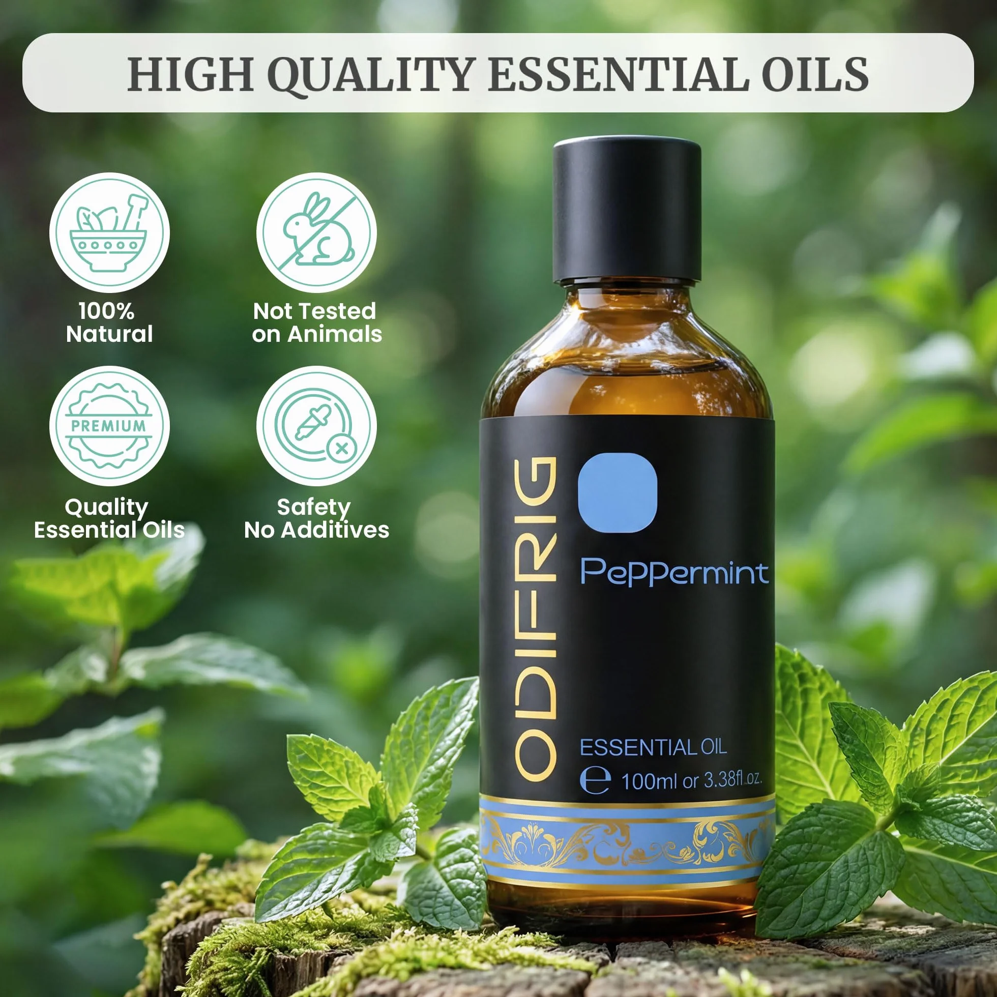 Olio Essenziale di Menta Piperita 100 ml con Contagocce Naturale