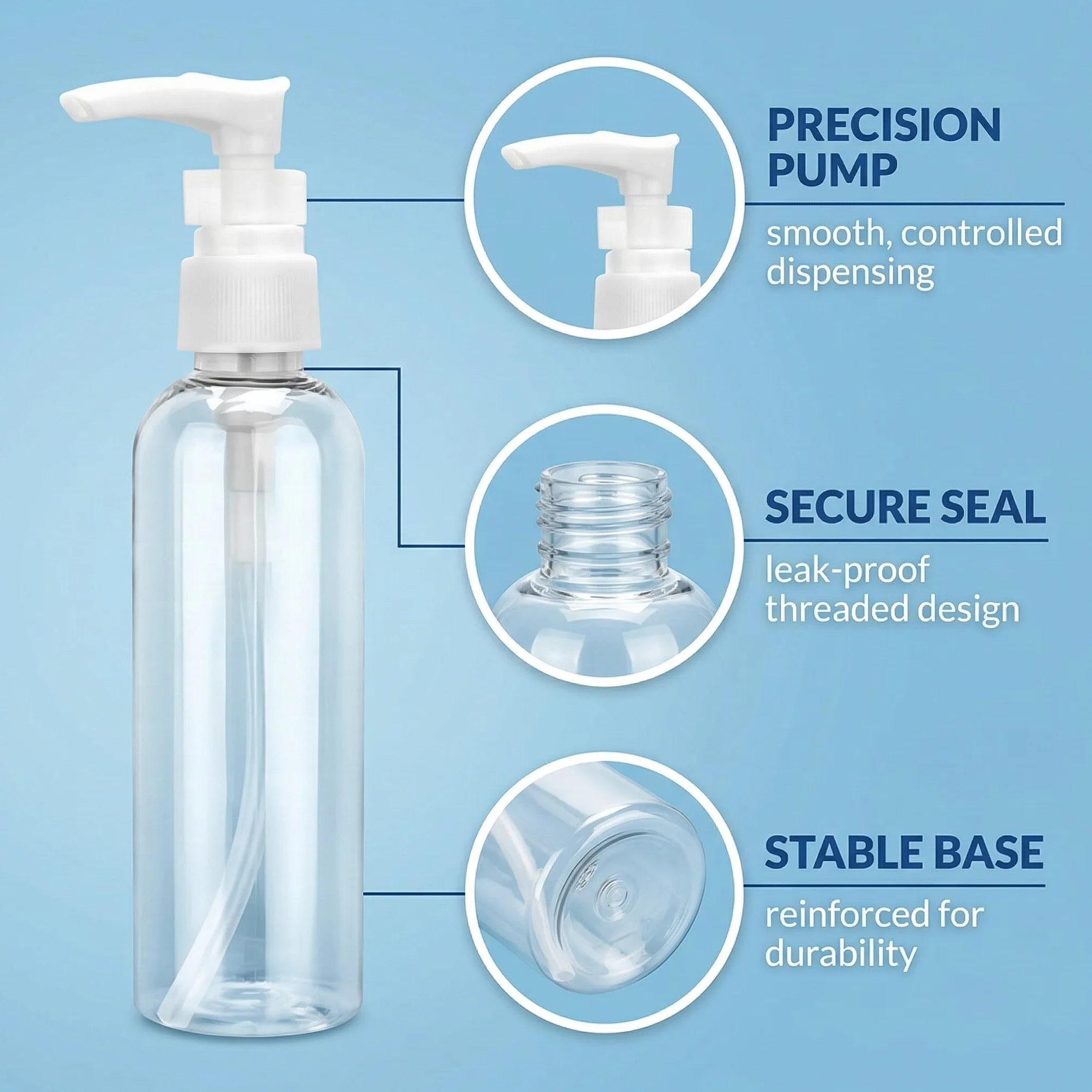 4 pezzi flacone con pompa airless da 100 ml, flaconi da viaggio trasparenti riutilizzabili in plastica, erogatore a pompa vuoto da ricaricare, ideali per cosmetici, shampoo, lozione e crema