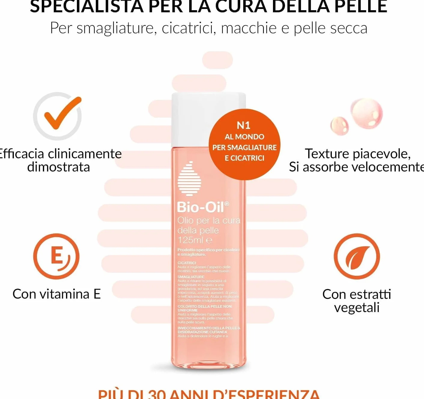 Bio-Oil Olio Trattamento Per La Pelle Idratante Cicatrizzante Anti Smagliature, 125 ml