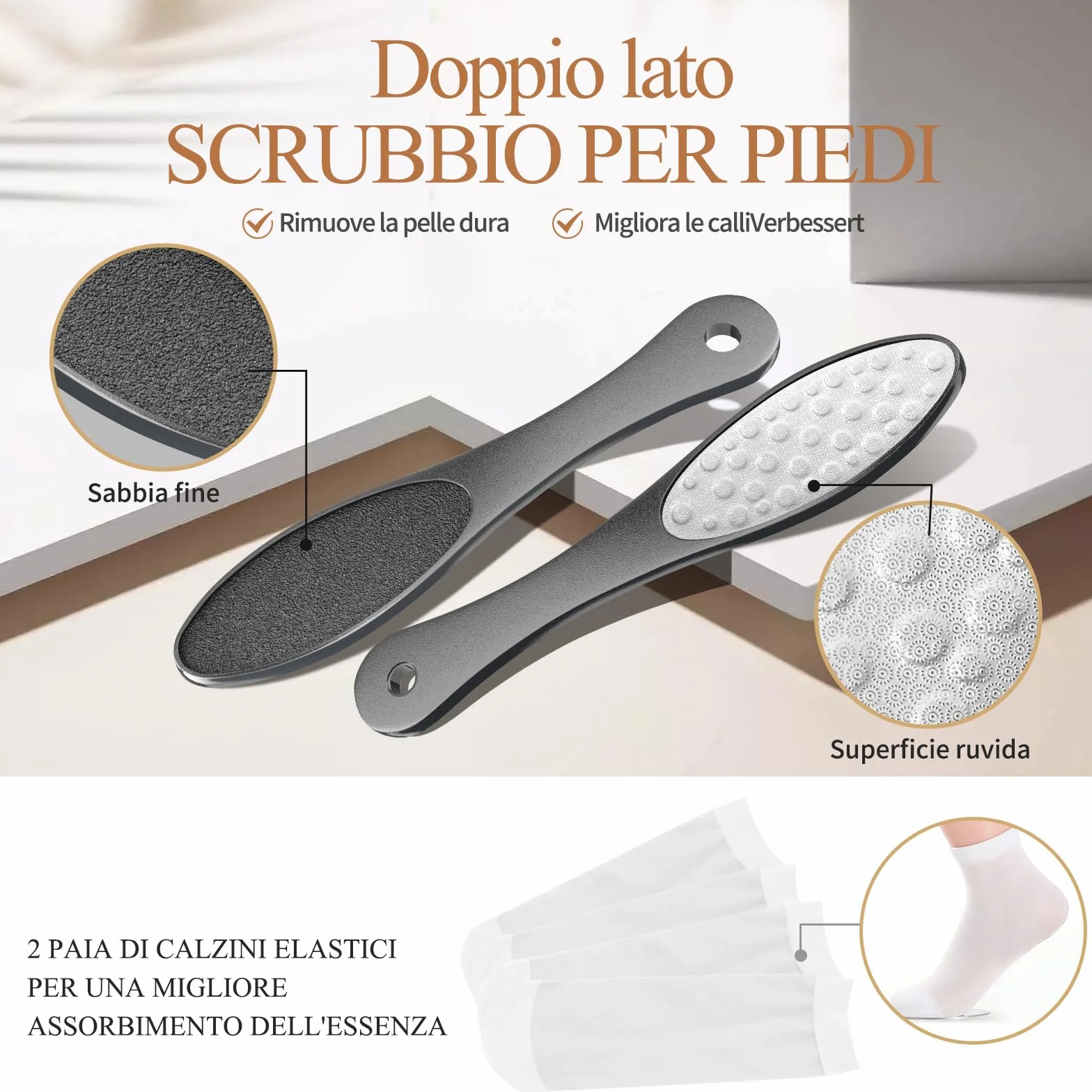 LA.PERSONAL Maschere Piedi 5 paia Peeling Piedi con Raspa Piedi e Calzini, Maschera Esfoliante Piede, Lisci e Morbidi, Maschere Piede Idratante Per Tallone Secchi Screpolati, Pelle morta e Calli