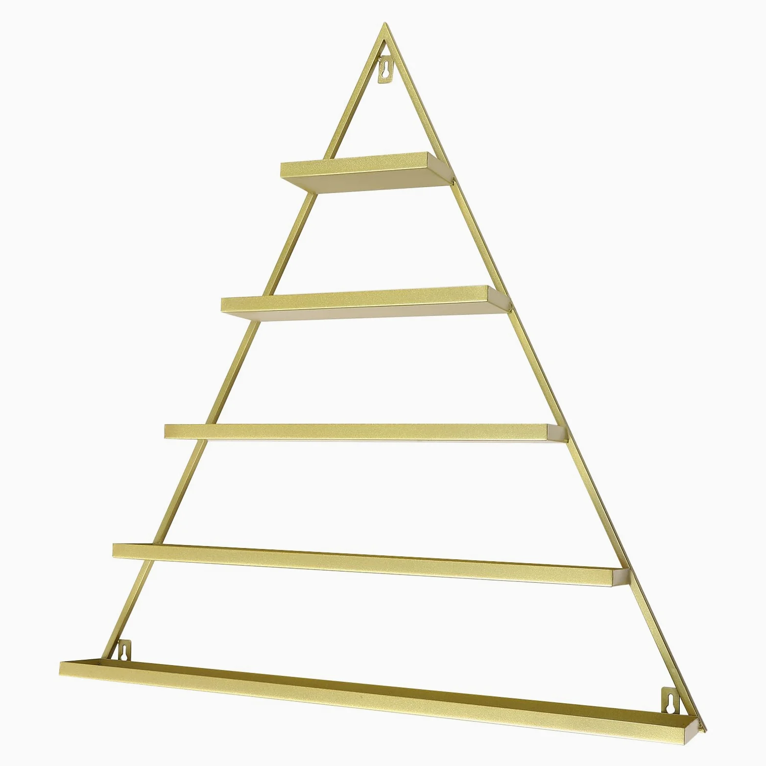 5 Set di 5 scaffali per smalto a triangoli in metallo, organizer da parete con 5 livelli, scaffale per smalto per unghie, profumo, rossetto, oli essenziali, oro