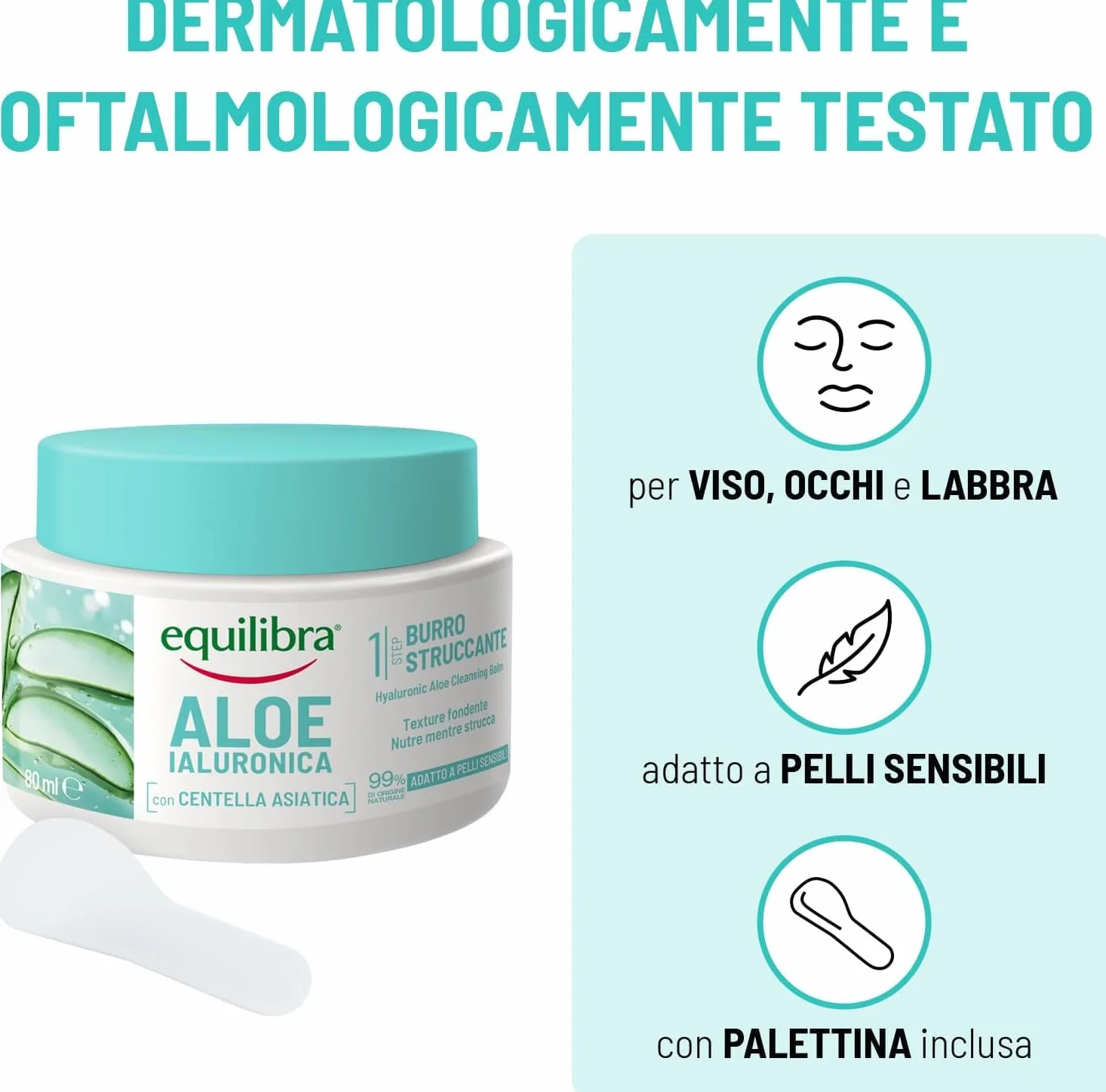 Equilibra Aloe Ialuronica Burro Struccante Viso 80ml z Aloe, Kwas Hialuronowy i Centella Asiatica
