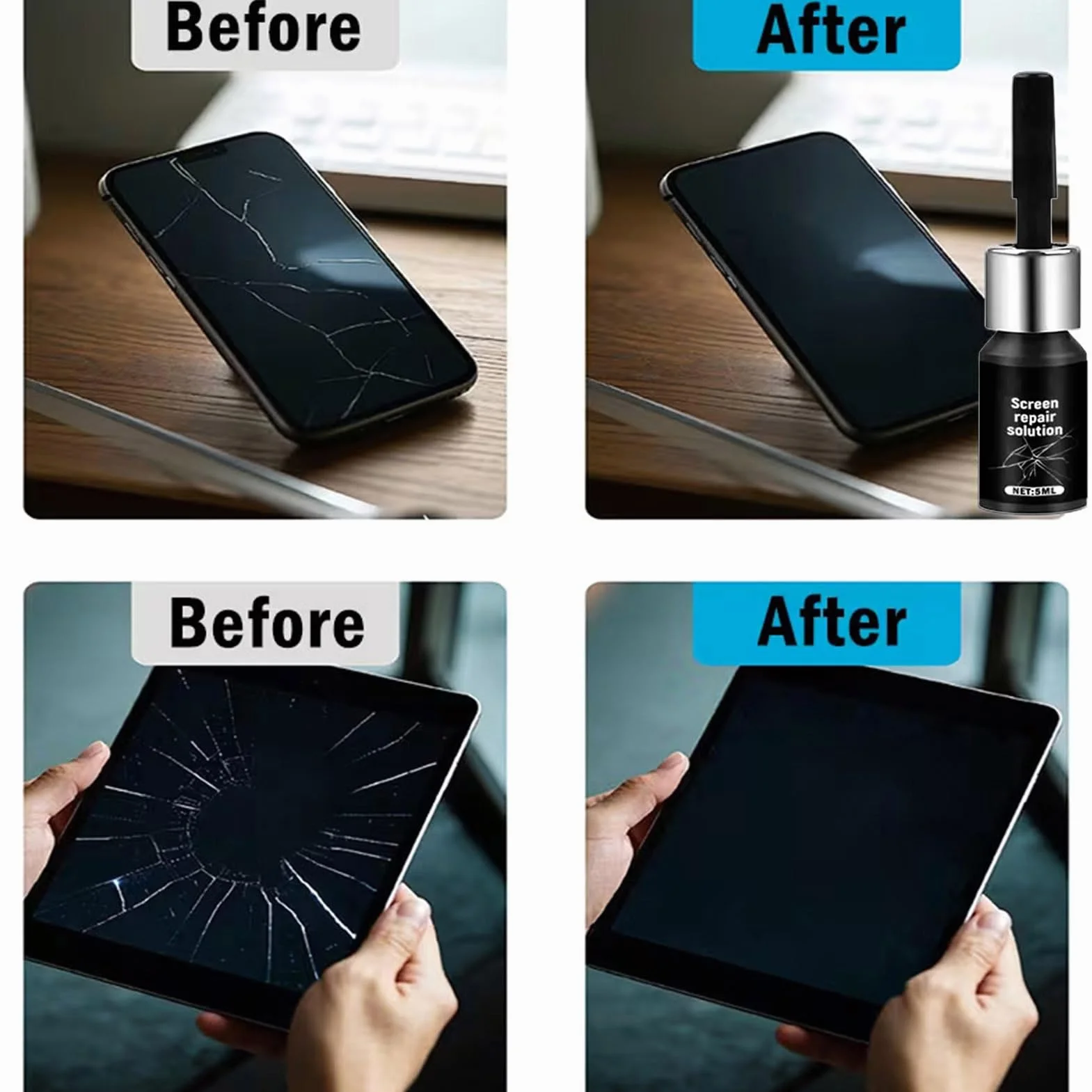 Liquido Riparazione Vetri Telefono 5ml Soluzione Universale per Veicoli Casa SUV