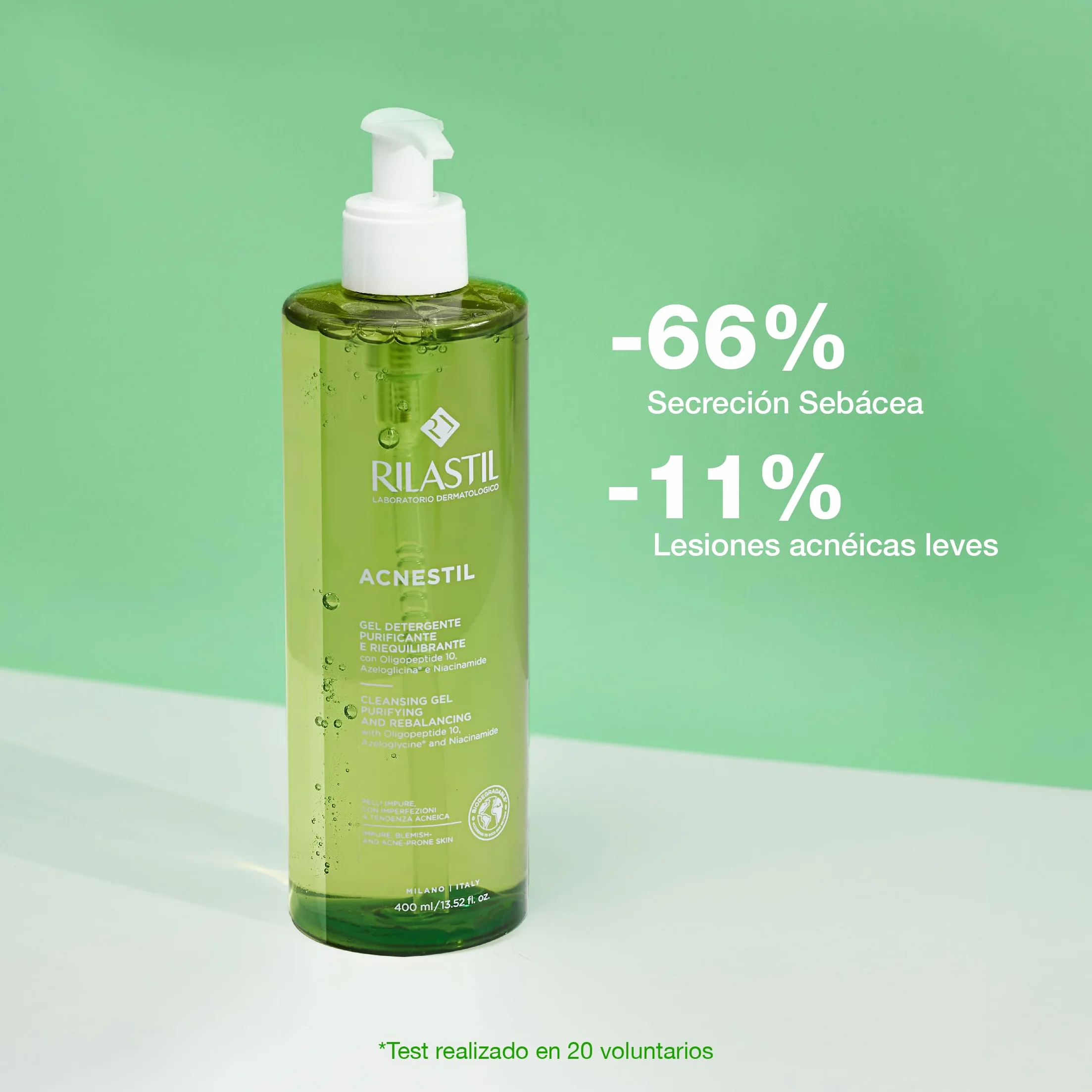 Rilastil Acnestil Gel Detergente Purificante e Riequilibrante per Pelli Miste Grasse con Tendenza Acneica Confezione