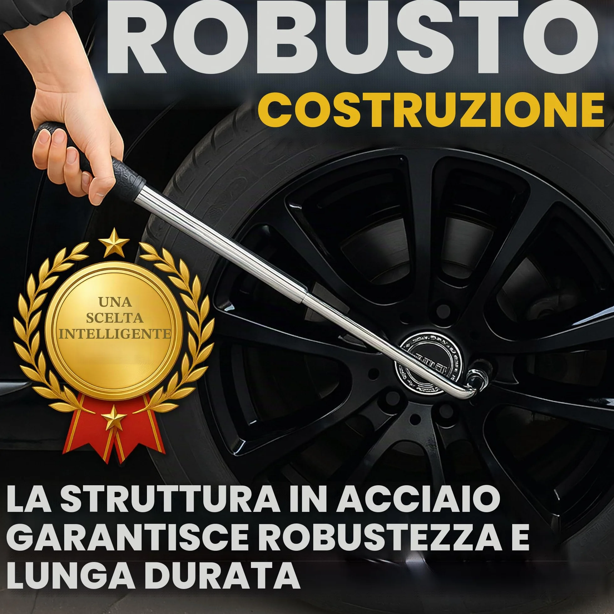 Retoo Chiave per Ruote Auto 17/19mm 21/23mm Regolabile 350-500mm 1/2" Acciaio Cromato