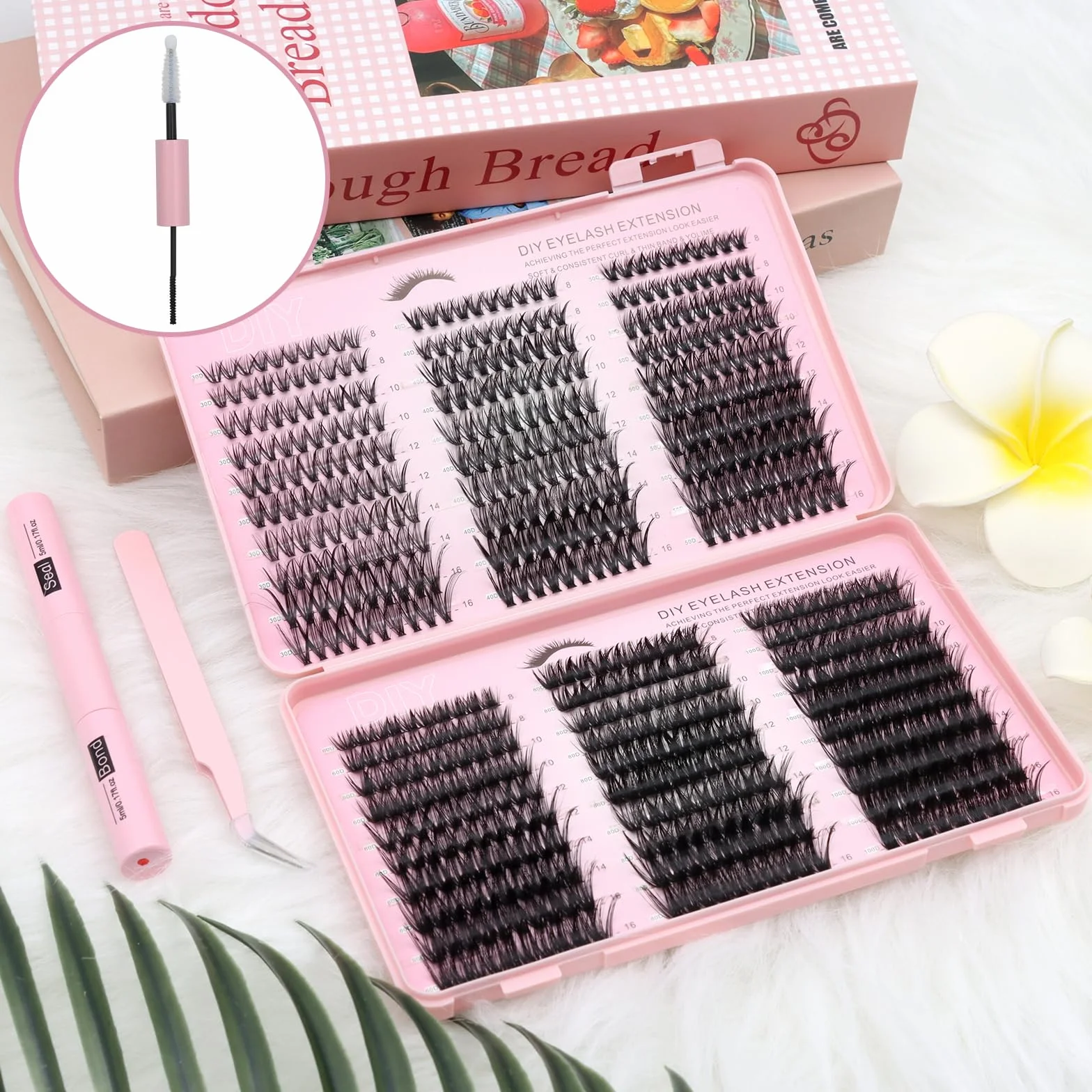 VEGCOO 570 Pezzi Ciglia Finte Ciuffetti Kit Extension Ciglia Curl 8-16mm DIY Eyelash Extension