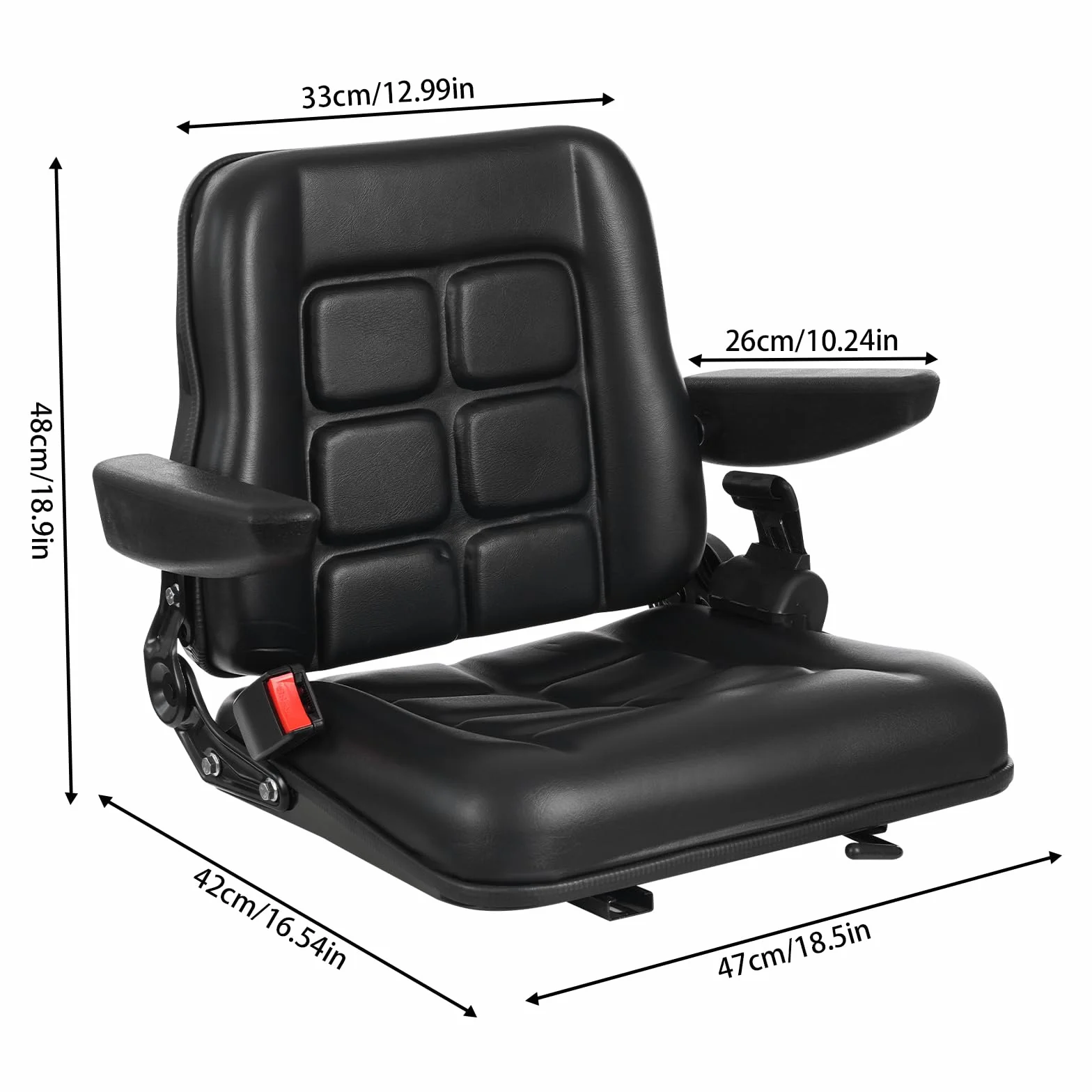 Seggiolino universale per carrello elevatore sedile trattore regolabile in pelle PVC fino a 100 kg