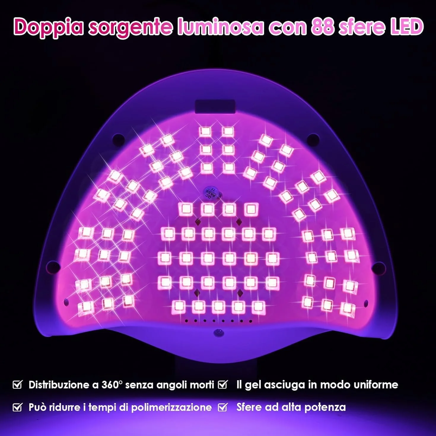 Lampada Unghie Professionale SUN X26 Max 380W – UV/LED 42 Doppie Perle, Asciugatura Rapida, 4 Timer, Sensore Smart – Per Gel, Semipermanente, Ricostruzione – Manicure & Pedicure