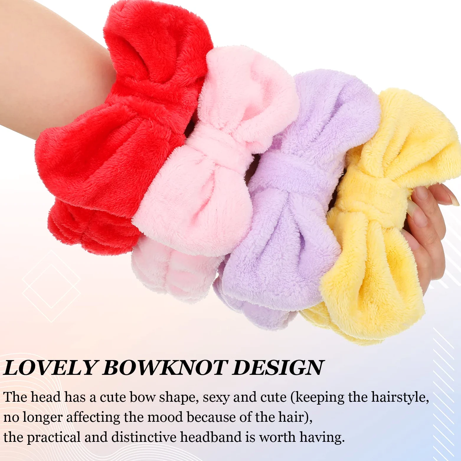 24 fasce per capelli per trucco del viso spa fascia per capelli con fiocco sfuso fascia per capelli in peluche soffice per le donne lavaggio viso spa doccia (stile elegante)