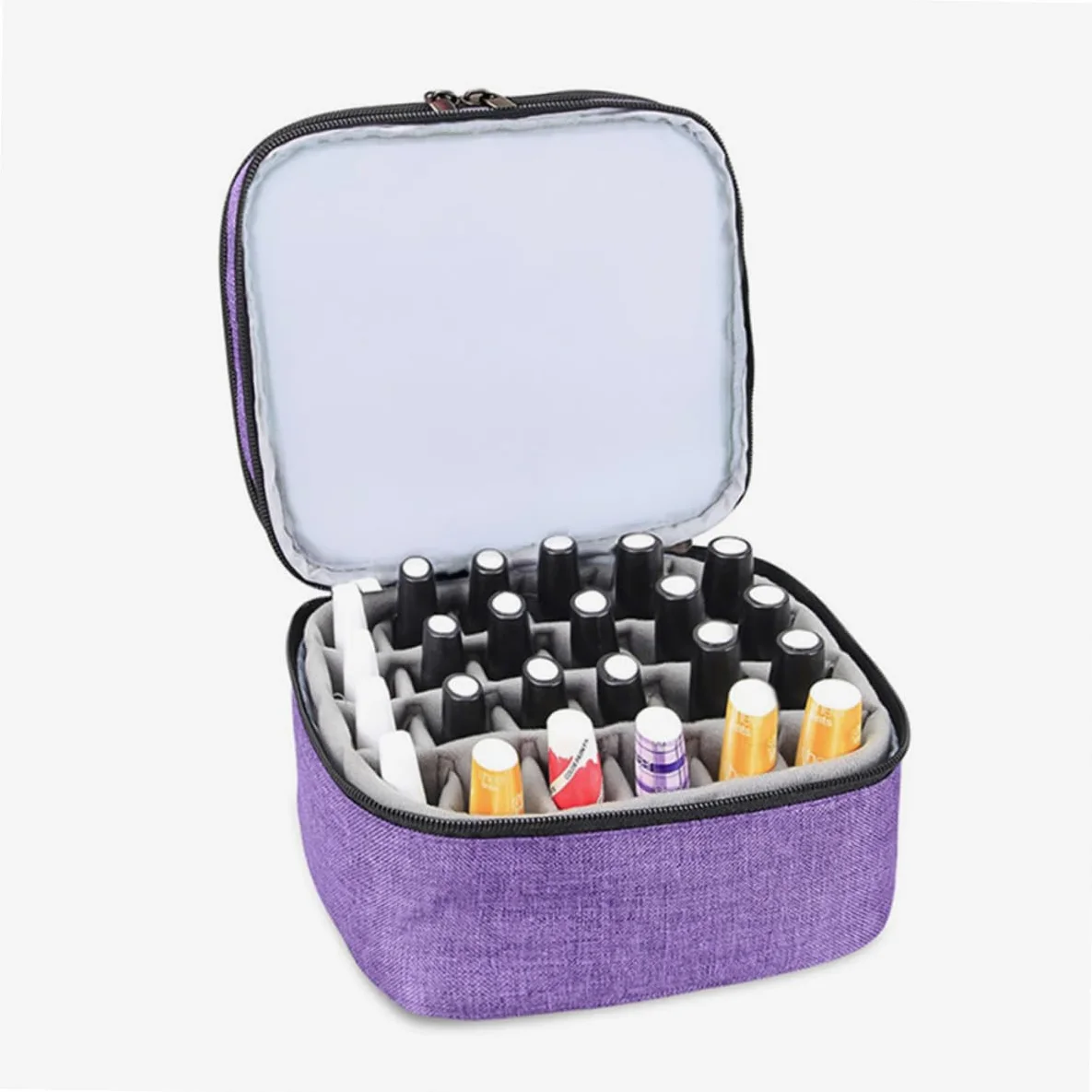 Porta Smalti Organizer in Borsa da Viaggio Custodia per Oli Essenziali e Smalto Organizer per Smalto Cerniera Doppio Cursore