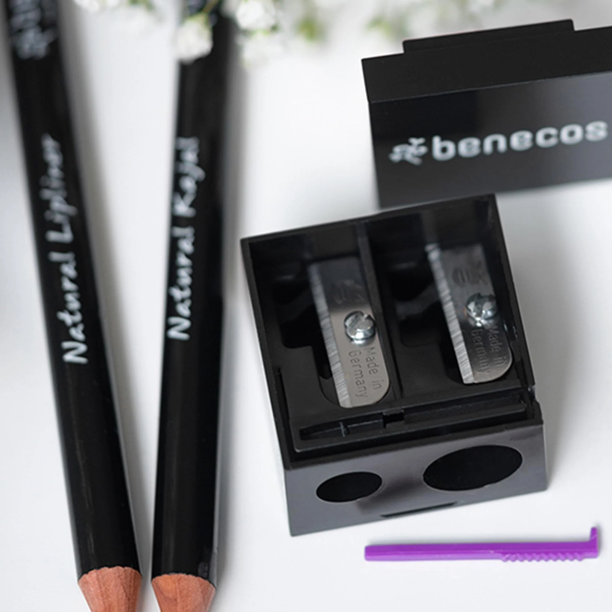 Benecos temperino doppio per matite cosmetiche con spatola di pulizia integrata