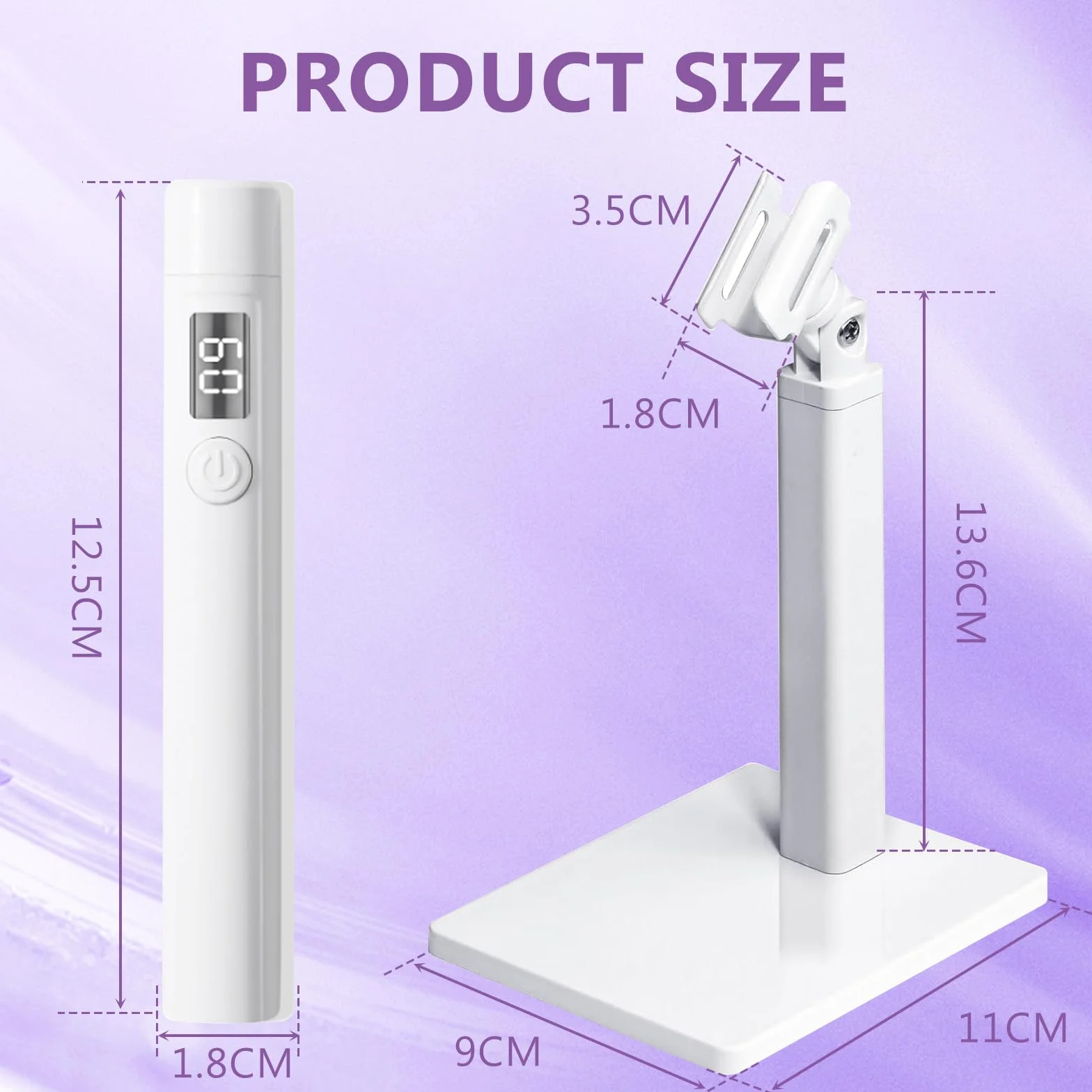 Mini Lampada UV LED Unghie, 3W Piccola Lampada Gel Unghie con Supporto Pieghevole, Timer 20/60S, Portatile Torcia per Asciugatura Rapida Smalto Gel, Colla UV e Prolunghe Unghie per DIY e Viaggi