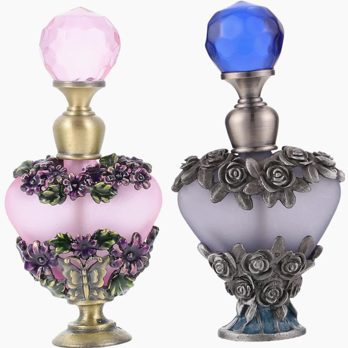 FOMIYES Set 2 Pezzi Bottiglie di Profumo in Vetro da 5ml Tappo in Metallo per Conservazione Profumo e Uso Domestico, Design Unico e Brillante per Viaggio e Casa
