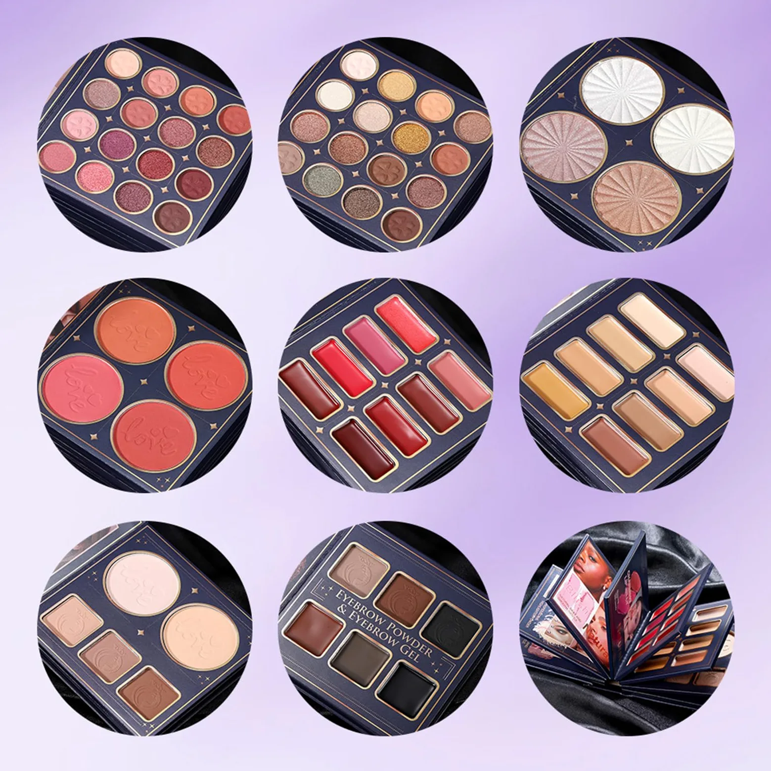 Trucco a Libro Fard Correttore Sfumabile | Trucco in Polvere per Blush e Occhi Ideale per Viso Occhi Labbra Compleanno Feste San Matrimonio Appuntamenti Viaggio e