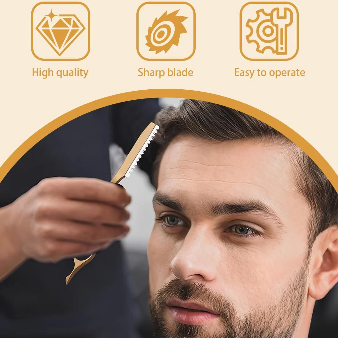 1 Set Rasaio Da Parrucchiere Attrezzo Per Taglio Capelli Forbici Da Parrucchiere Rasaio Pettine Con 10 Lame Acciaio Inossidabile Per Salon E Uso Domestico Or