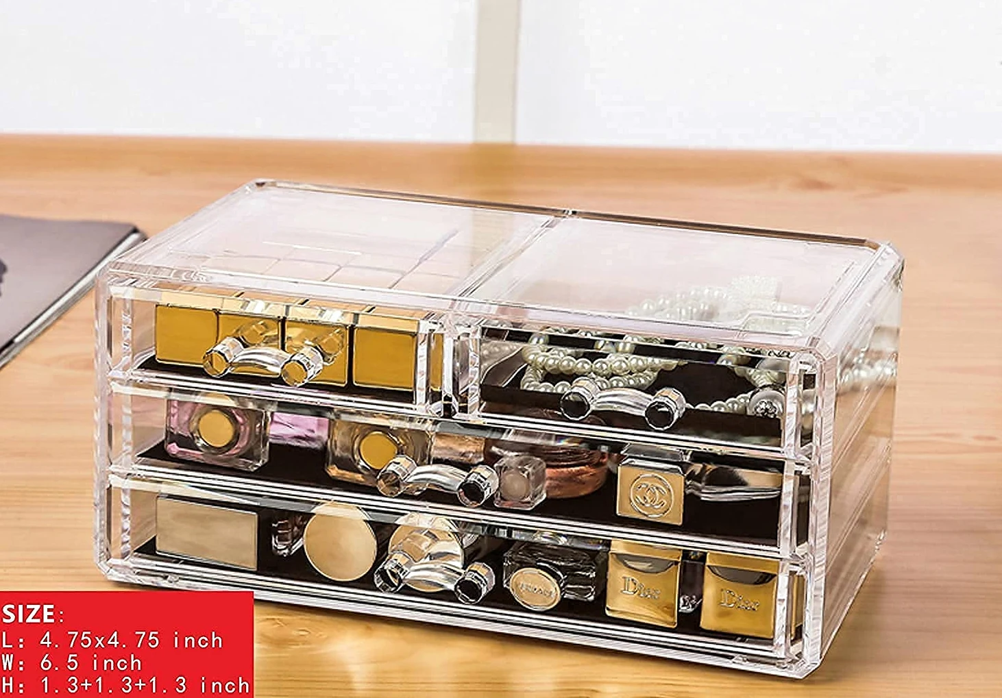 Cq acrylic Organizer per trucchi, organizer per trucchi e prodotti per la cura della pelle, con 8 cassetti per vanità, scrivania, bagno, organizer trasparente per cosmetici per la cura della pelle e
