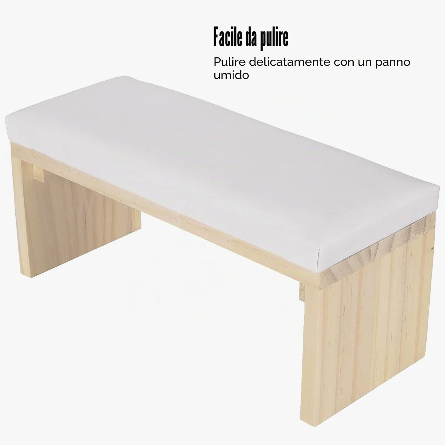 Cuscino per le Mani per Manicure Cuscino per Braccioli per Unghie in Pelle PU Poggiabraccia per Unghie con Staffa in Legno per Uso Domestico e Salone per Manicure(Bianco)