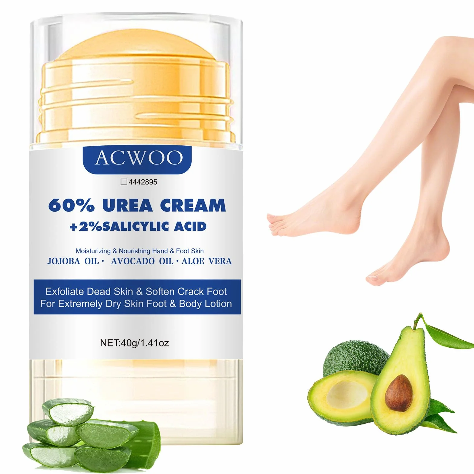 ACWOO Crema Piedi Urea 60%, 40g Crema Talloni Screpolati, Crema Idratante per Calli e Ragadi