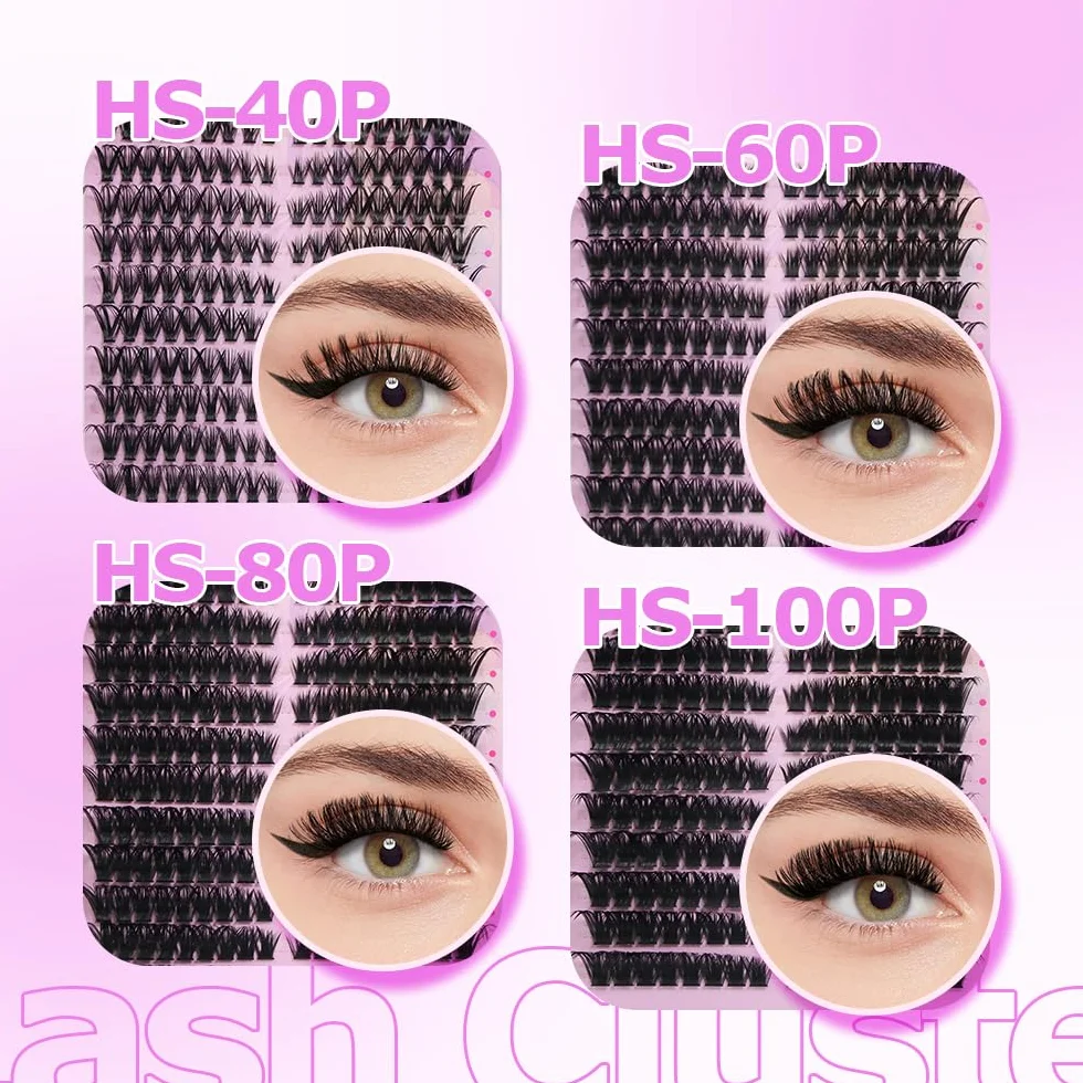 Ciglia Finte Ciuffetti Kit Naturali DIY Extension Ciglia Cluster Lashes con Pinze (HS)