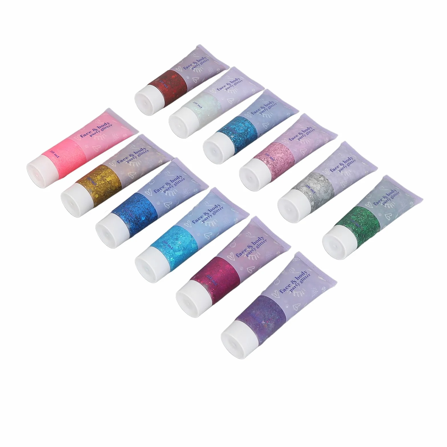 Chrees Gel Glitterato per il Corpo Olografico, Gel Scintillante con Paillettes Glitterate per il Viso in 12 Colori Cosmetico per Trucco e Feste per Festival