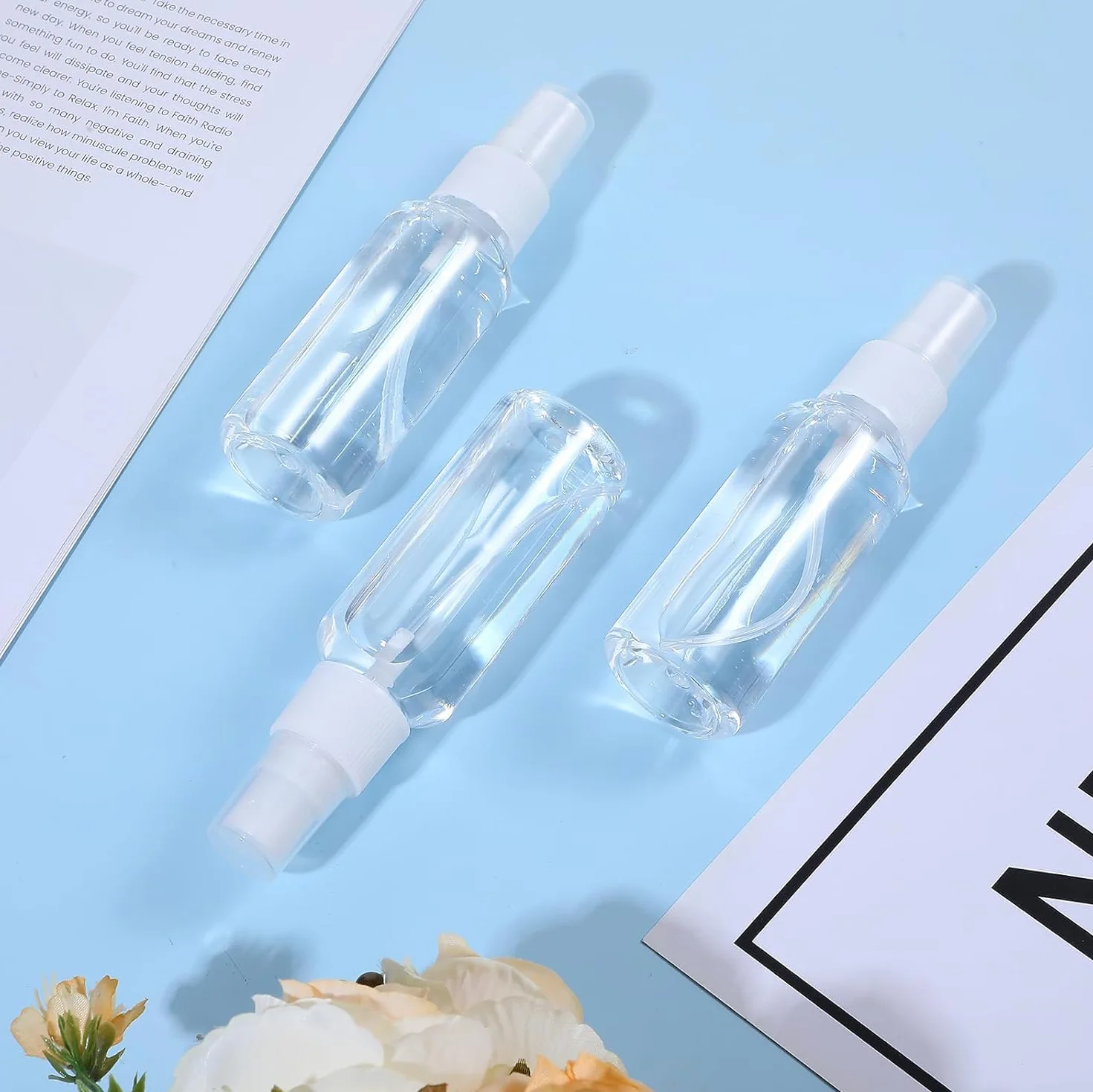 Flaconi Spray 4 Pezzi 50ml, Flacone Spray Vuoto Mini Ricaricabile, Plastica Trasparente per Viaggi