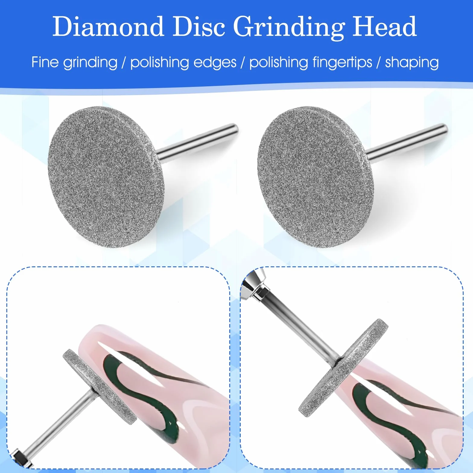 Punte per fresa per unghie, 2 pezzi, disco abrasivo 20 mm, per pedicure in gel acrilico
