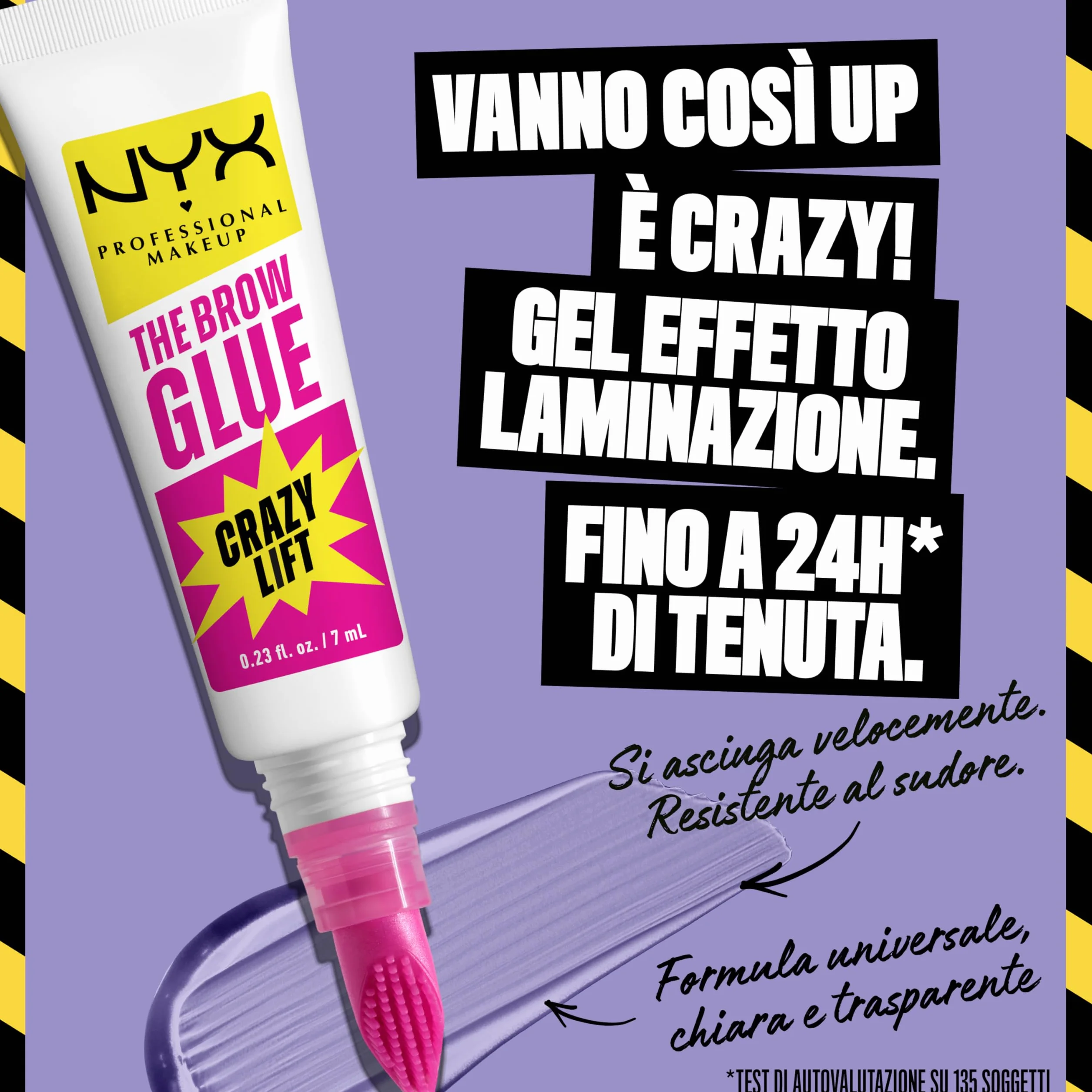 NYX Professional Makeup The Brow Glue Crazy Lift Gel Sopracciglia, Effetto Laminazione, 7 ml