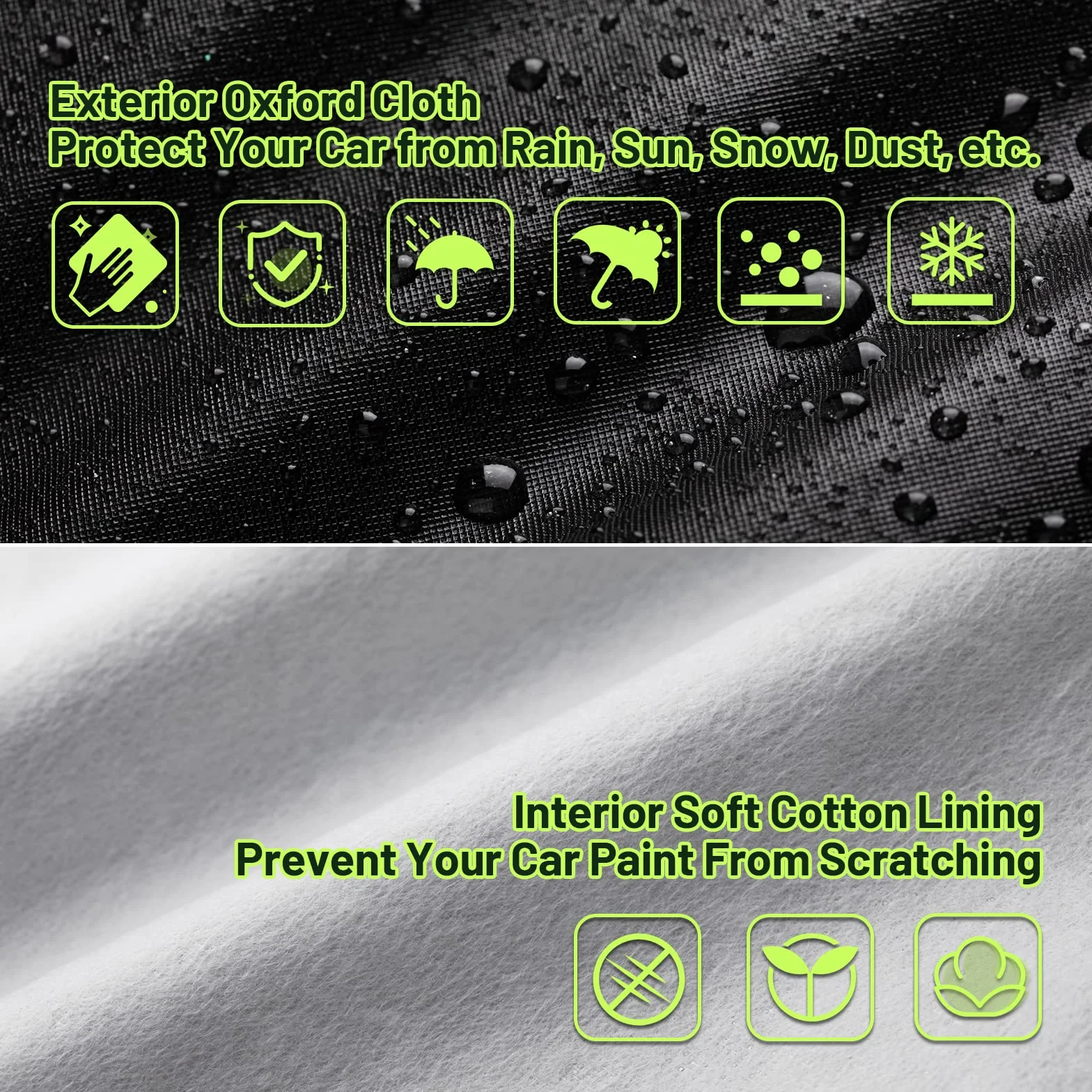 Favoto Copriauto Felpato Invernale Impermeabile per Compact SUV PEVA Cotone Zip Laterale 460x180x170cm Nero