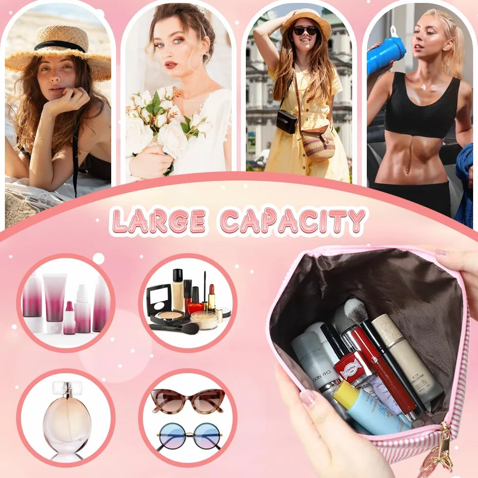 Pochette Personalizzata Beauty Case Portachiavi Bambina Ragazza con Iniziale Regalo Natale Donna Rosa