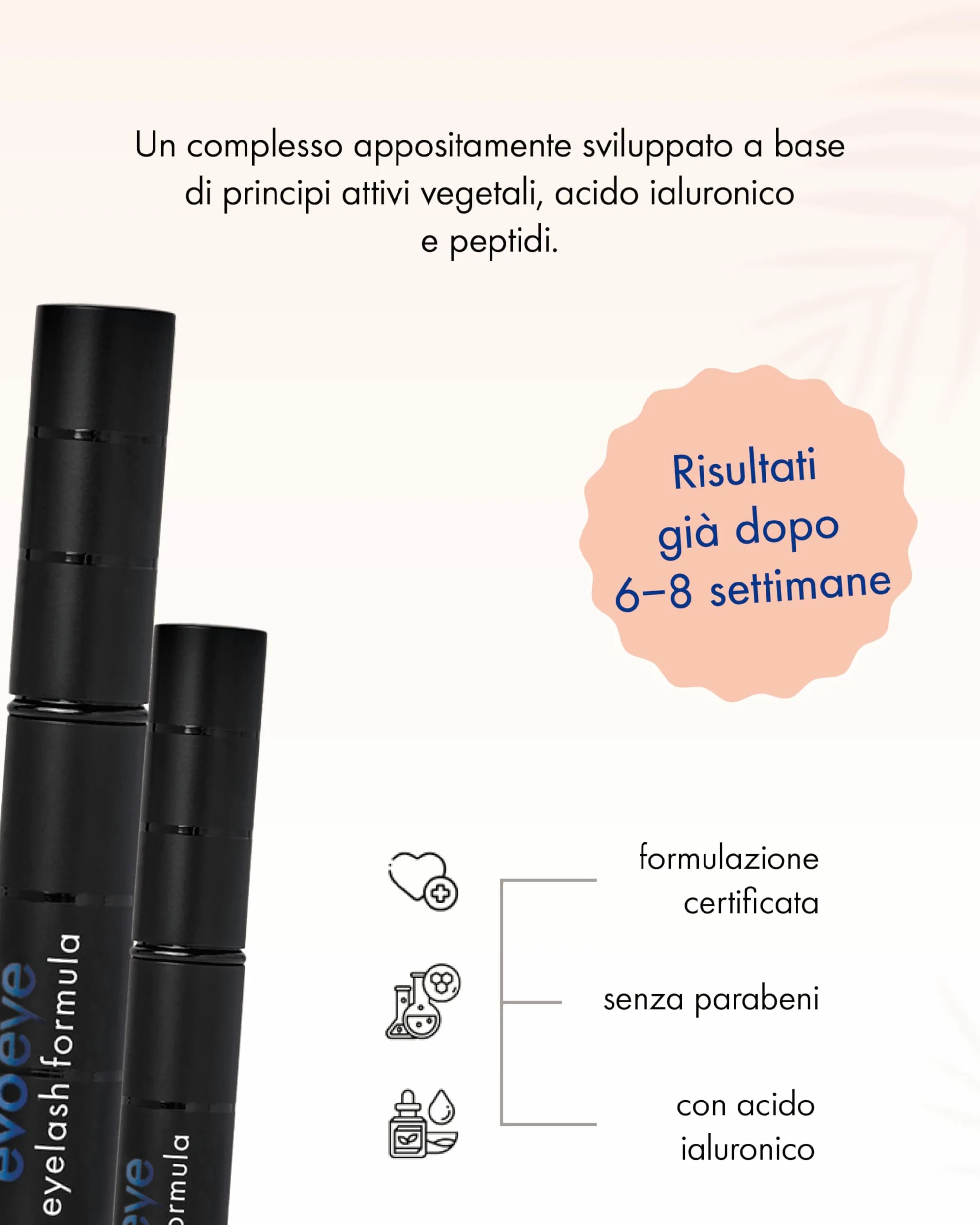 Set Avantage evoeye Eyelash Serum Formula 3 ml + 1 ml I Siero per ciglia per ciglia lunghe e dense in 6-8 settimane I Siero con peptidi rivitalizzanti