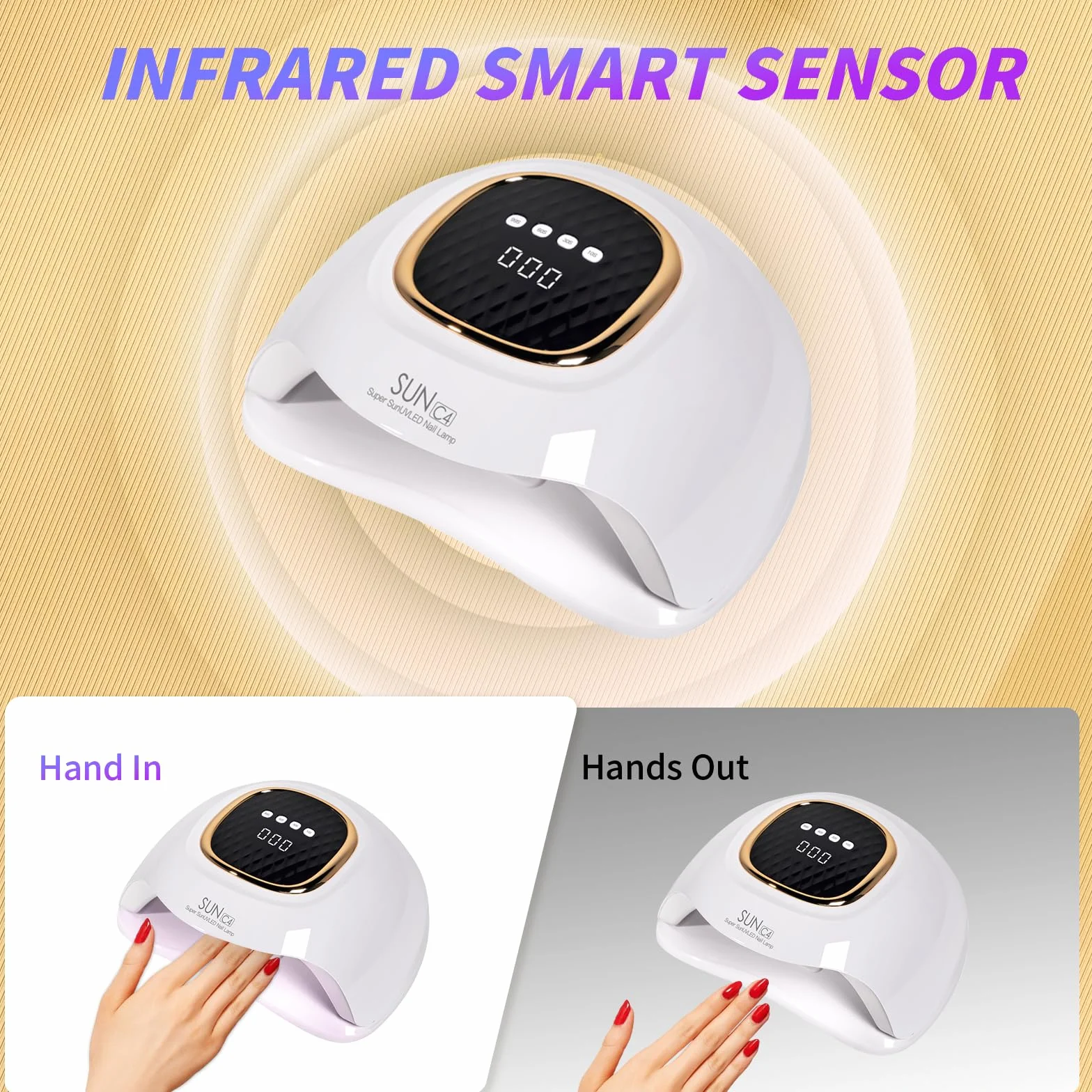 Lampada per unghie UV LED da 248 W, lampada per unghie in gel UV con 63 perle, sensore automatico e 4 impostazioni del timer, perfetta per casa e salone (C4)