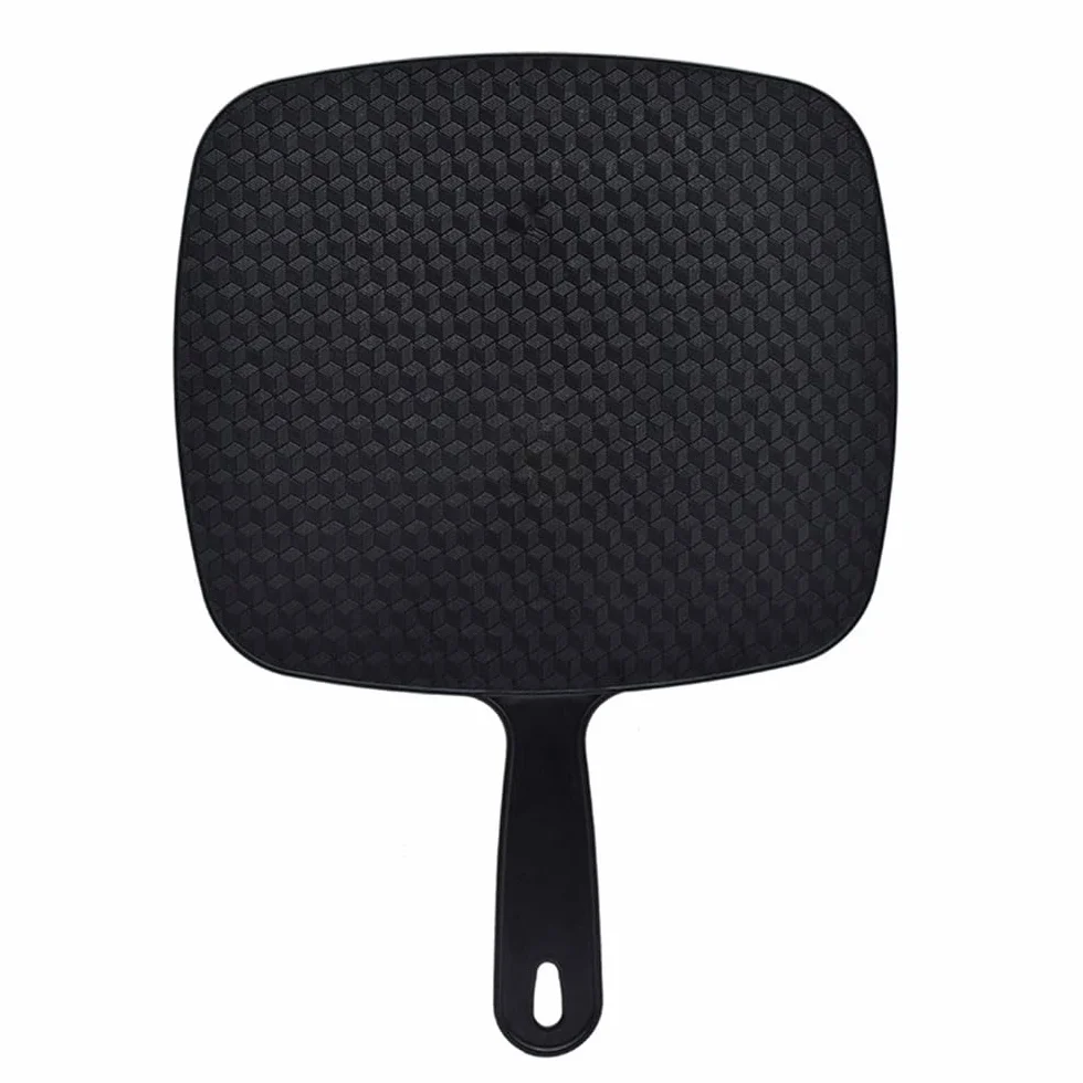 LATRAT 1 specchio a mano doppio lato nero professionale da parrucchiere specchio da appendere, quadrato per palmare, uso domestico e viaggio (M)
