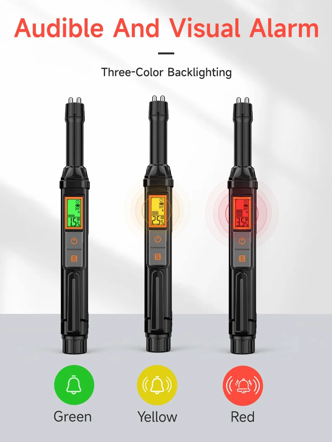 Tester Liquido Freni con Display LCD, Penna di Prova per Olio, Allarme Acustico e Visivo, DOT3 DOT4 DOT5