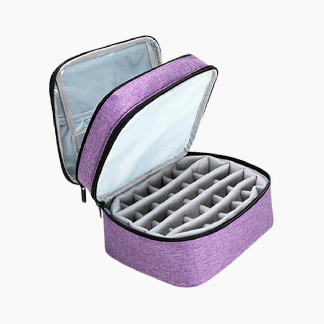 Generico Borsa Porta Smalti e Oli Essenziali con Manico Organizer Doppio Strato e Resistente Custodia da Viaggio Protettiva con Scomparti per Smalti e Cosmetici