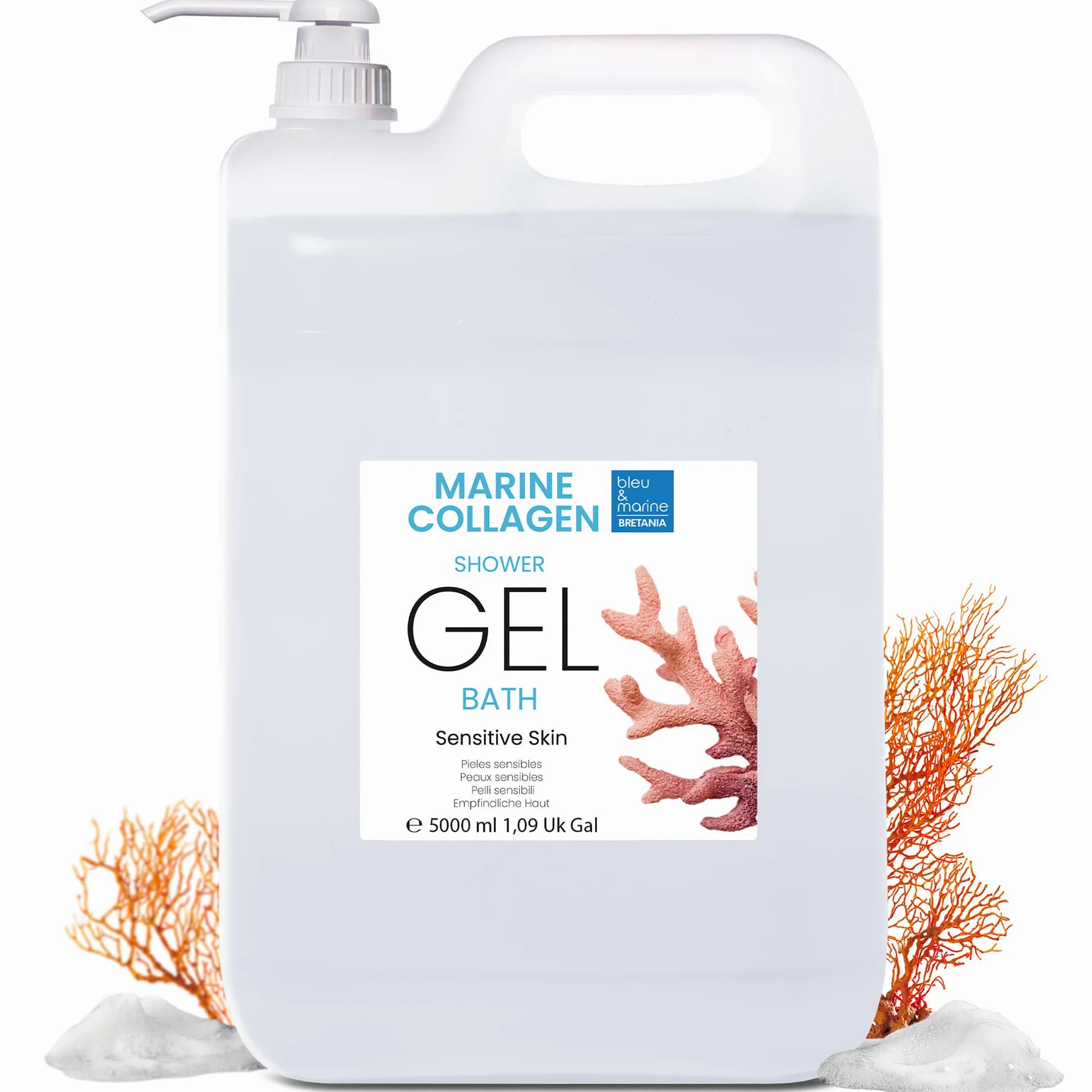 Gel Doccia Collagene Perlato Extra Delicato, Triplo Azione: Detergente Viso, Corpo e Capelli, Effetto Rassodante e Anti-età, Cura per la Pelle Atopica, Sensibile e Secca - 5000 ml