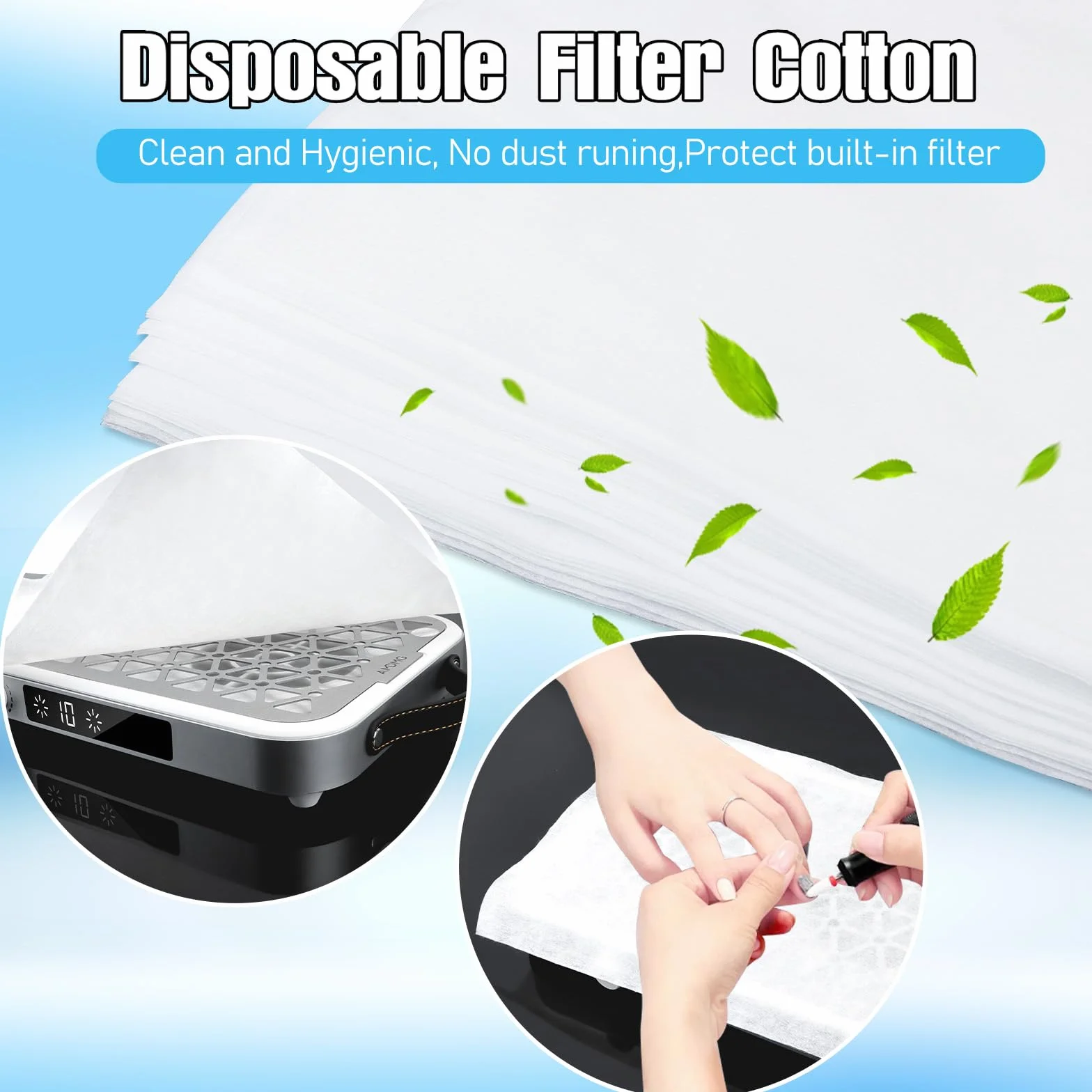 EBANKU Aspiratore di Polvere per Unghie 48W, Portatile 8400 PRM Aspirapolvere Unghie Professionale Bianco, 10 Velocità, Filtri Monouso (30 Pezzi), Aspirapolvere per salone e casa, Nail Dust Collector