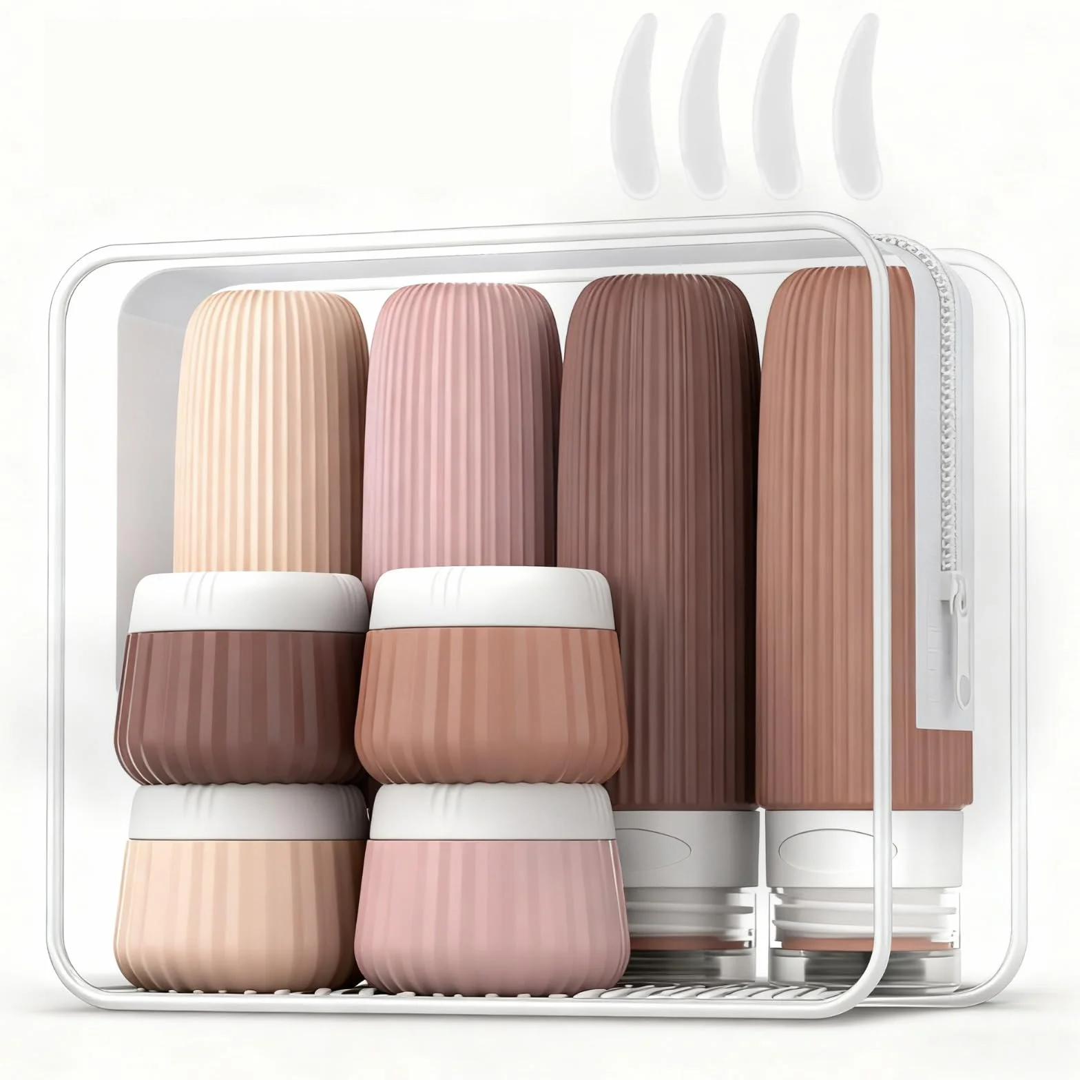 Bottiglie da Viaggio in Silicone 13 Pezzi, Contenitori Riutilizzabili con Etichetta e Borsa Trasparente per Shampoo, Lozione, Creme
