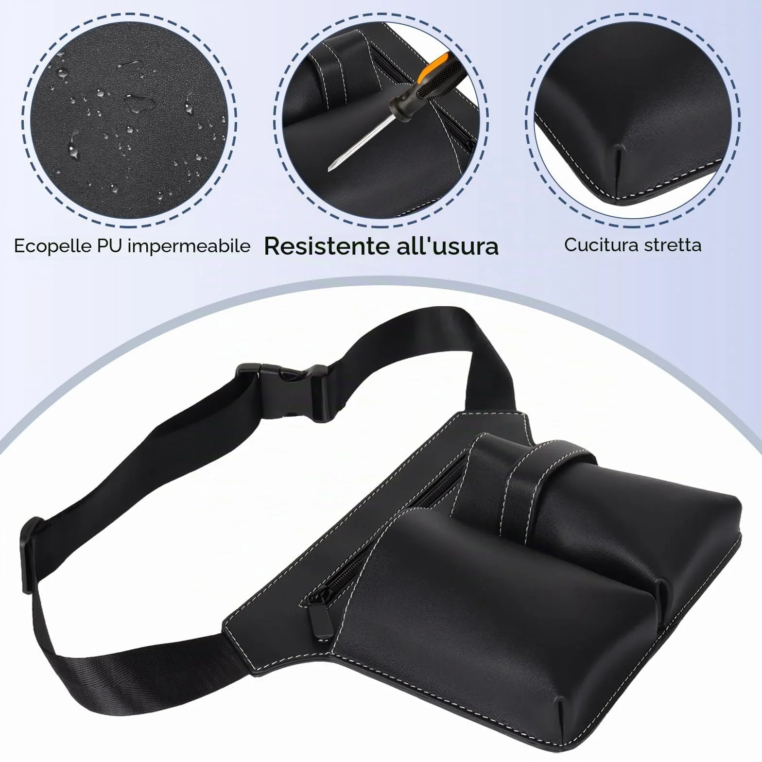 Borsa per forbici da parrucchiere, in pelle PU, marsupio con cintura, forbici professionali e fondina per pettine, borsa porta attrezzi da parrucchiere, per saloni, spa e parrucchieri