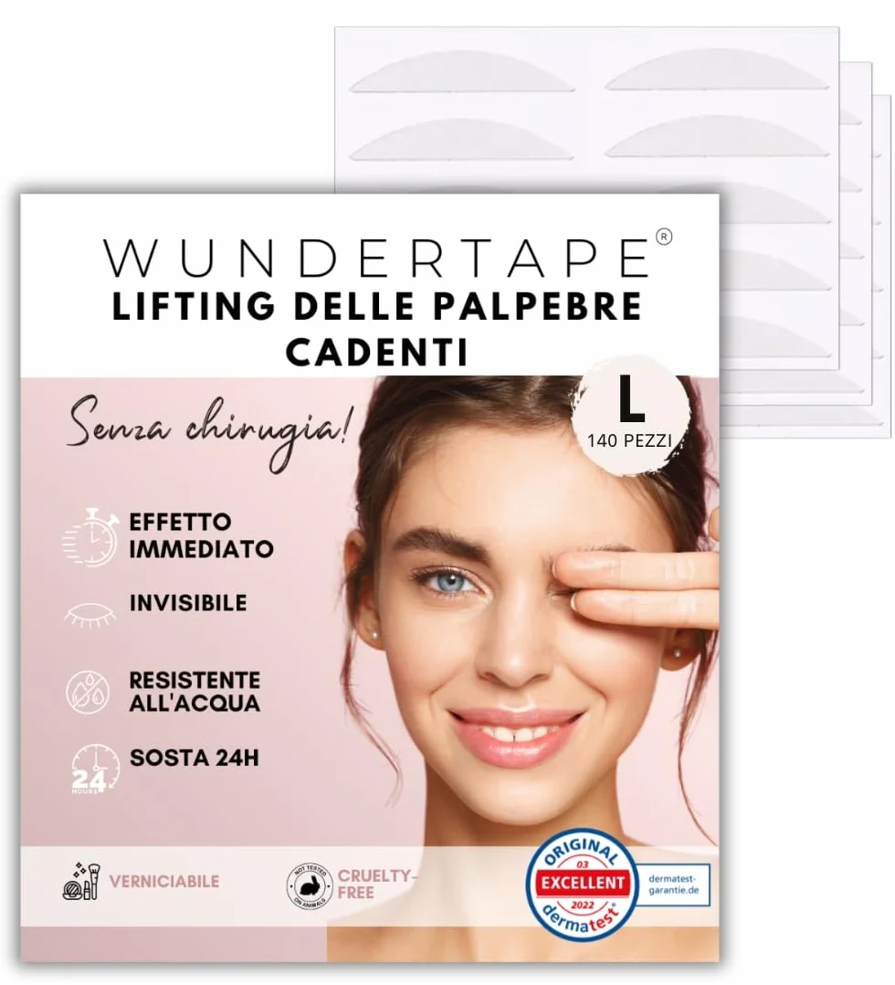 WUNDERTAPE L Strisce adesivi per occhi incappucciati alza palpebre cadenti cerotti invisibile sollevare palpebre 144 pezzi