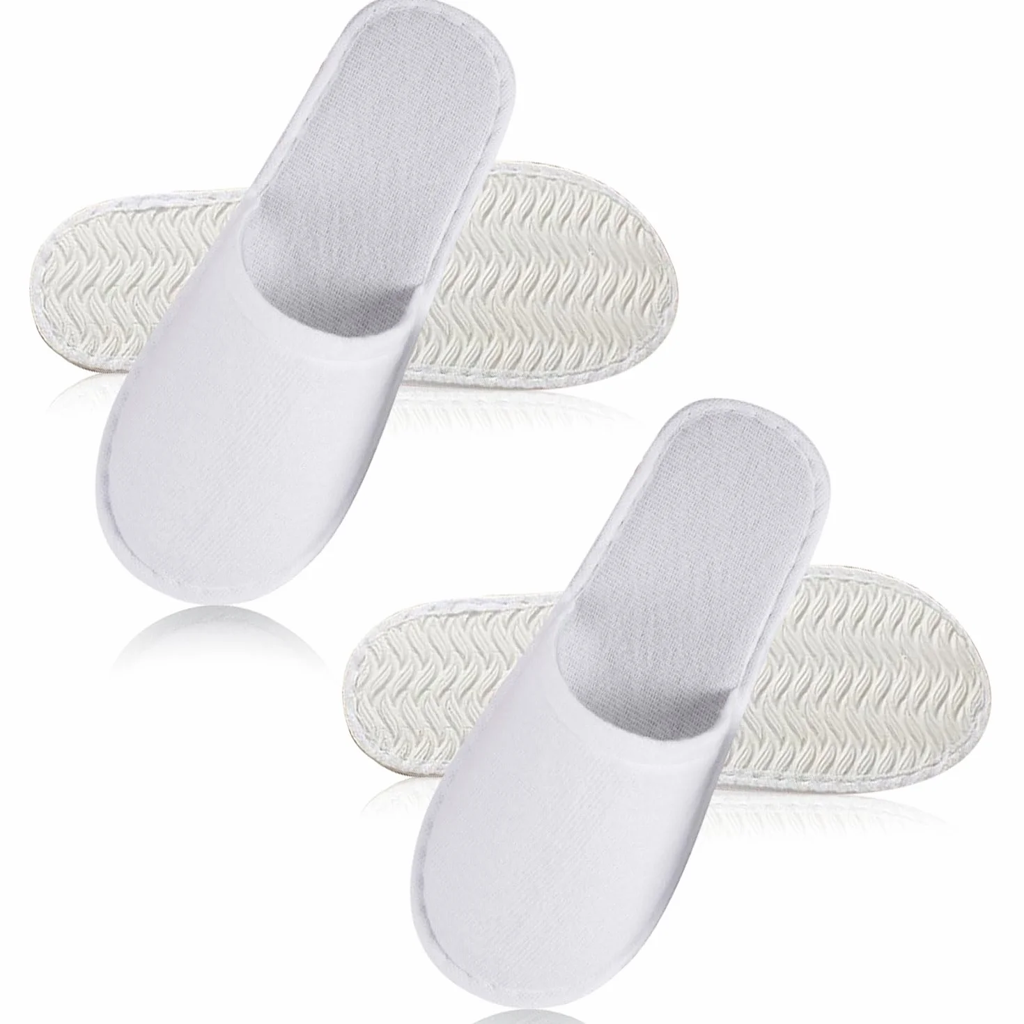 Pantofole Usa e Getta Antiscivolo, Pantofole Chiuse, Pantofole in Spugna Premium, Ciabatte Monouso per Hotel, Spa, Casa, Viaggi, Feste, Famiglie, Unisex, Lavabili, Misura Universale, 2 Paia (Bianco)