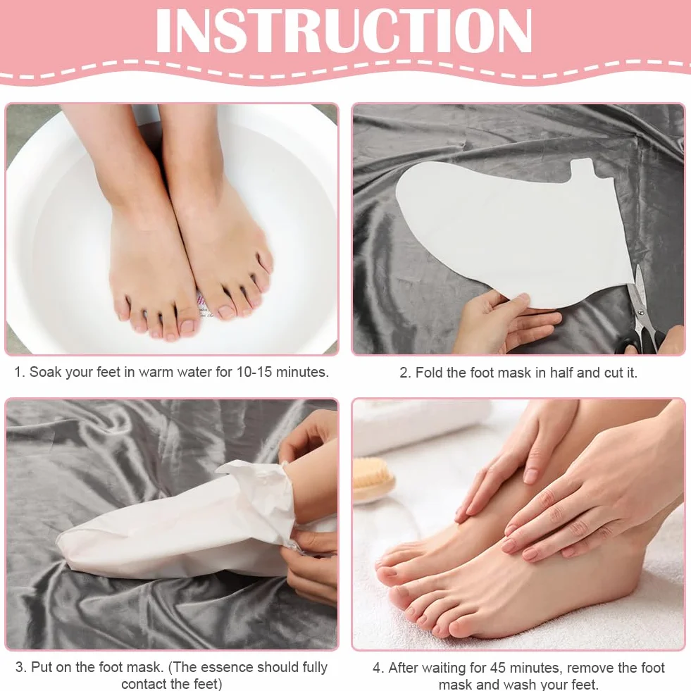 Maschera Piedi Idratante, 4 Paia Maschera Piedi ad Azione Idratante e Rigenerante, Calzini Idratanti per Riparazioni Cutanee Secche Invecchiamento Cracked Heels, per Piedi Lisci e Morbidi