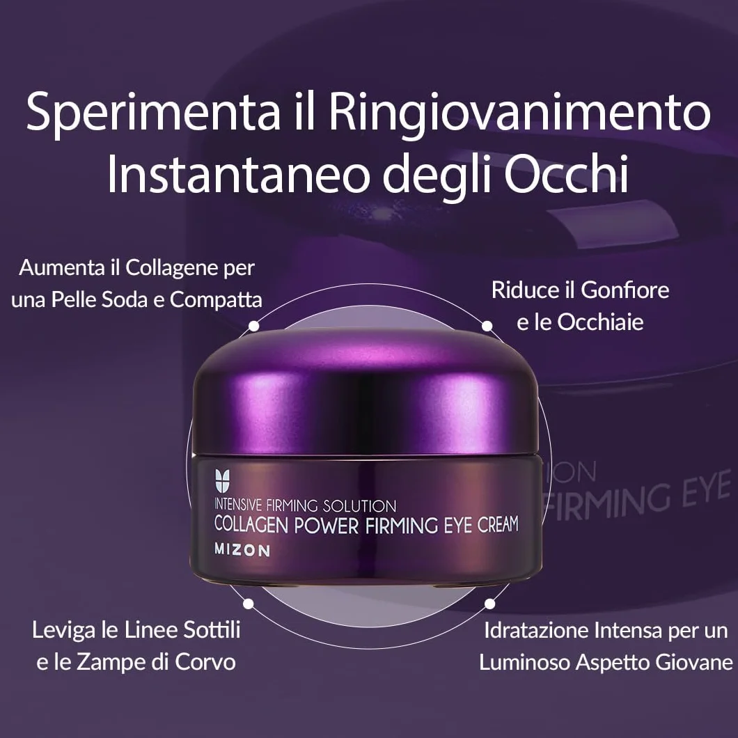 [Mizon] Crema Power Firming al collagene per il contorno occhi (25ml) Collagene marino, antirughe, Elastina Booster, Idratante, Acido Ialuronico (Collagen Power Firming Eye Cream)