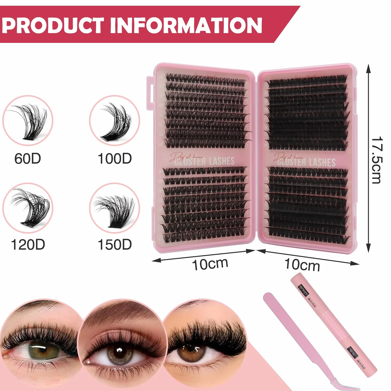 VEGCOO 560 Pezzi Ciglia Finte Ciuffetti Kit, 60-100-120-150D Curl Ciglia Finte Naturali Russian Eyelashes Extensions, Cluster Lashes 10-16mm Mix