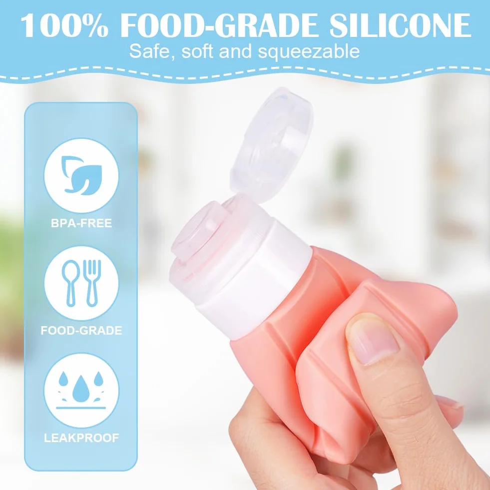 OSDUE 4 Pezzi Flaconi da Viaggio in Silicone, Contenitori da Viaggio Flaconi, Bottiglie da Viaggio per Shampoo, Balsamo, Crema, Lozione, per Viaggio in Aereo Flaconi da Viaggio 100 ml (C-4 pezzi)