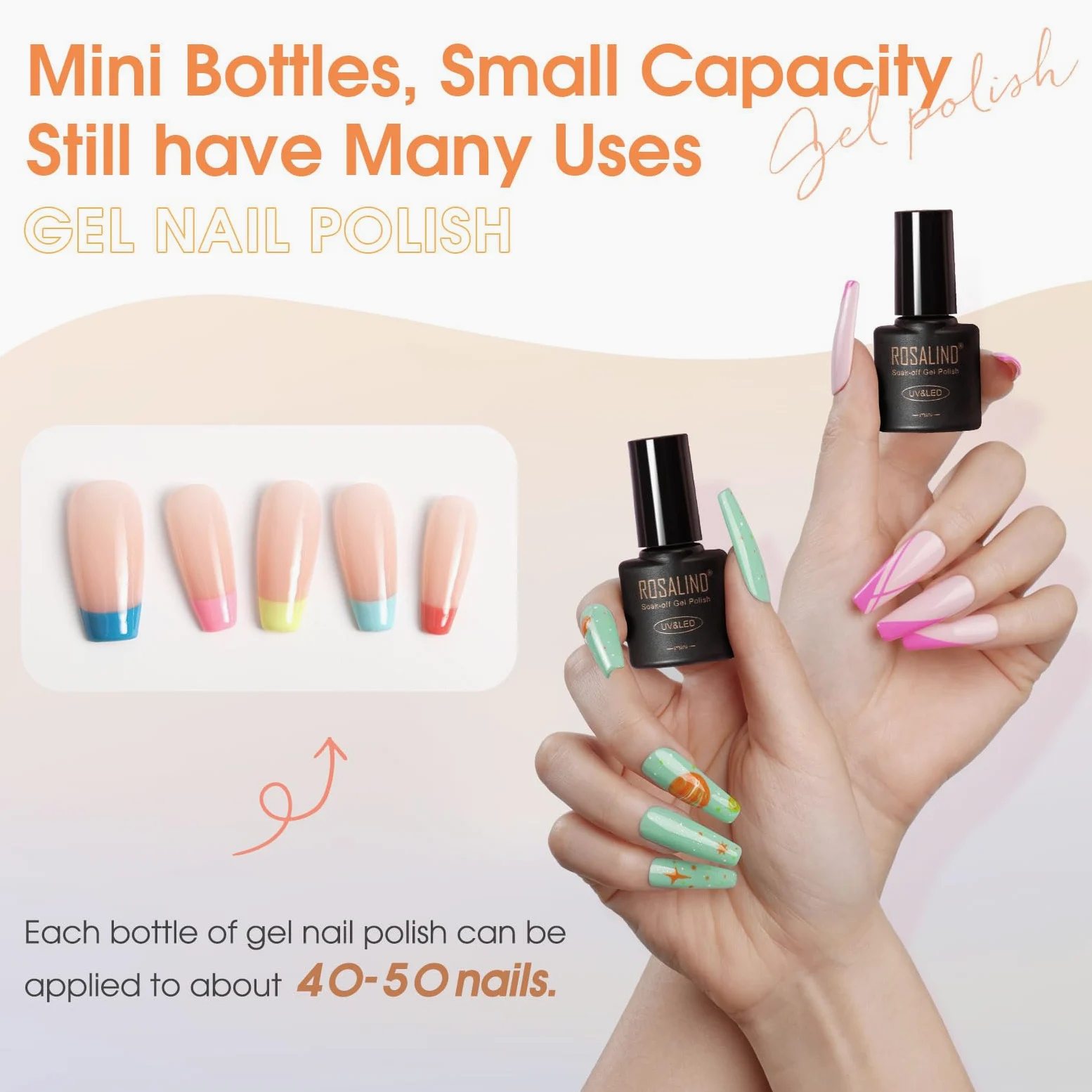 ROSALIND Smalto Semipermanente Unghie 65 Pezzi Rosa Giallo Blu Verde Viola | Colori Smalti Semipermanenti per Unghie Rosso Nero Grigio Marrone, UV/LED Mini Smalto Gel Manicure Regalo